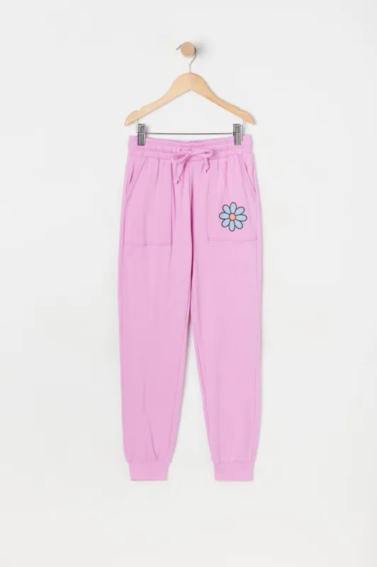 Girls Soft Flower Graphic Jogger sold by Urban Planet