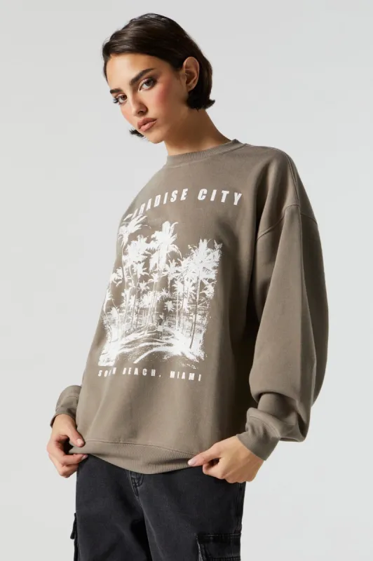 Paradise City Graphic Fleece Sweatshirt sold by Urban Planet