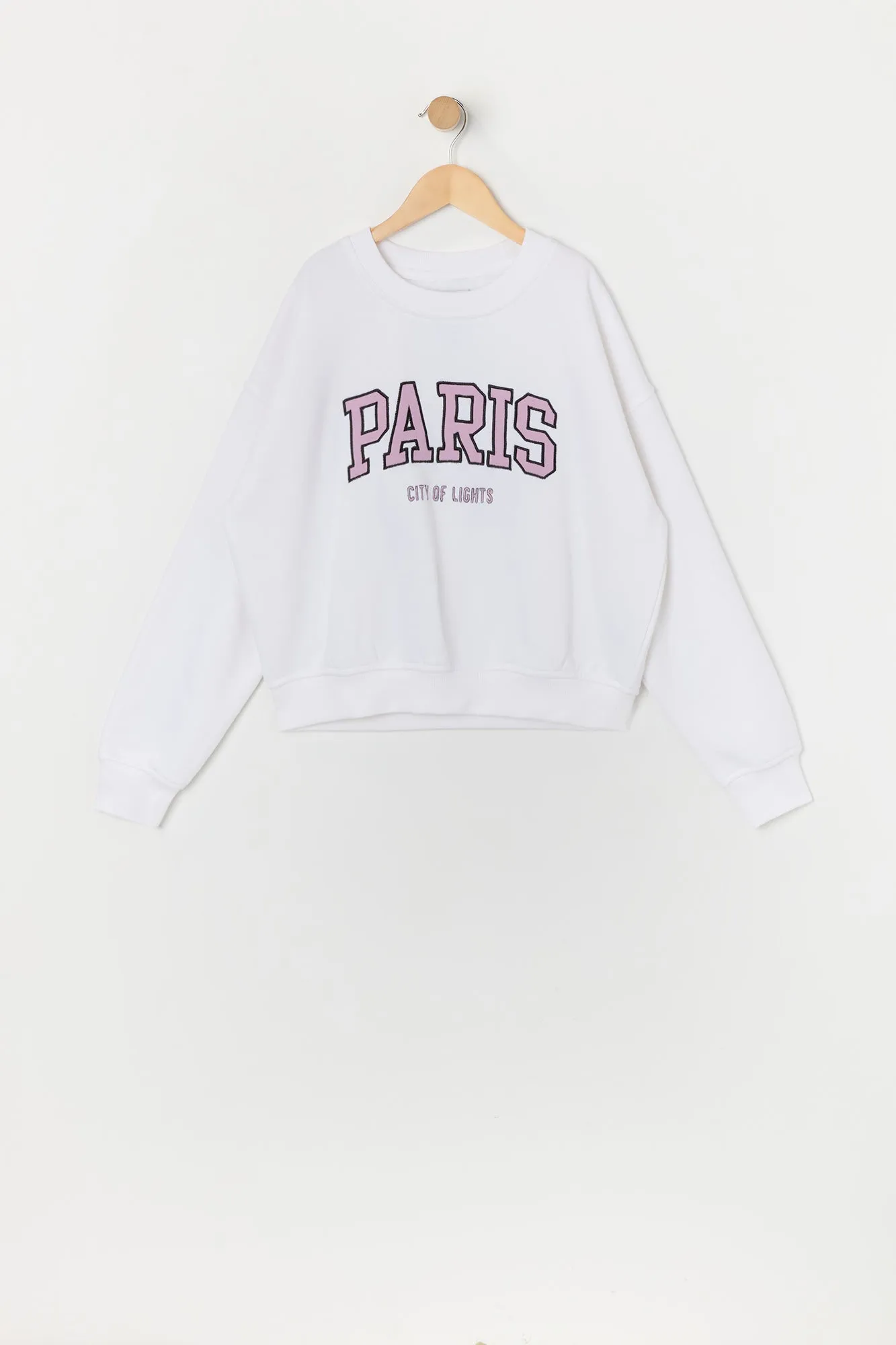 Chandail en molleton avec motif brodé Paris pour fille sold by Urban Planet