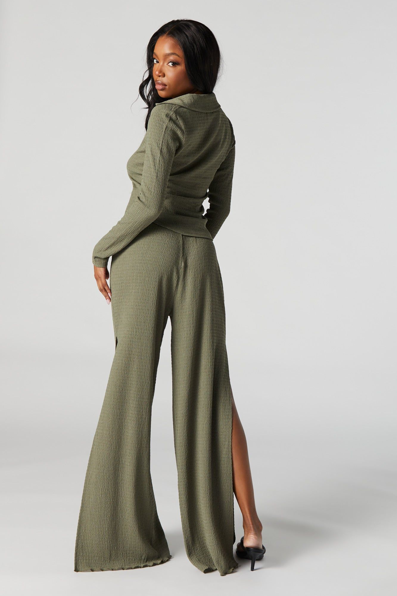 Textured Slit Palazzo Pant sold by Urban Planet product image thumbnail 3