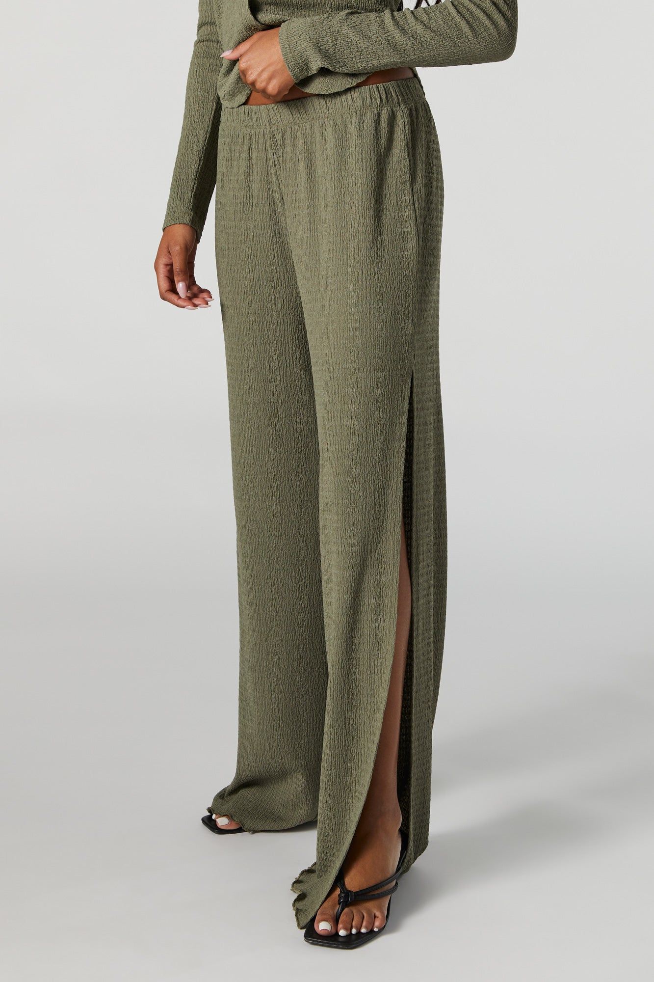 Textured Slit Palazzo Pant sold by Urban Planet product image thumbnail 2