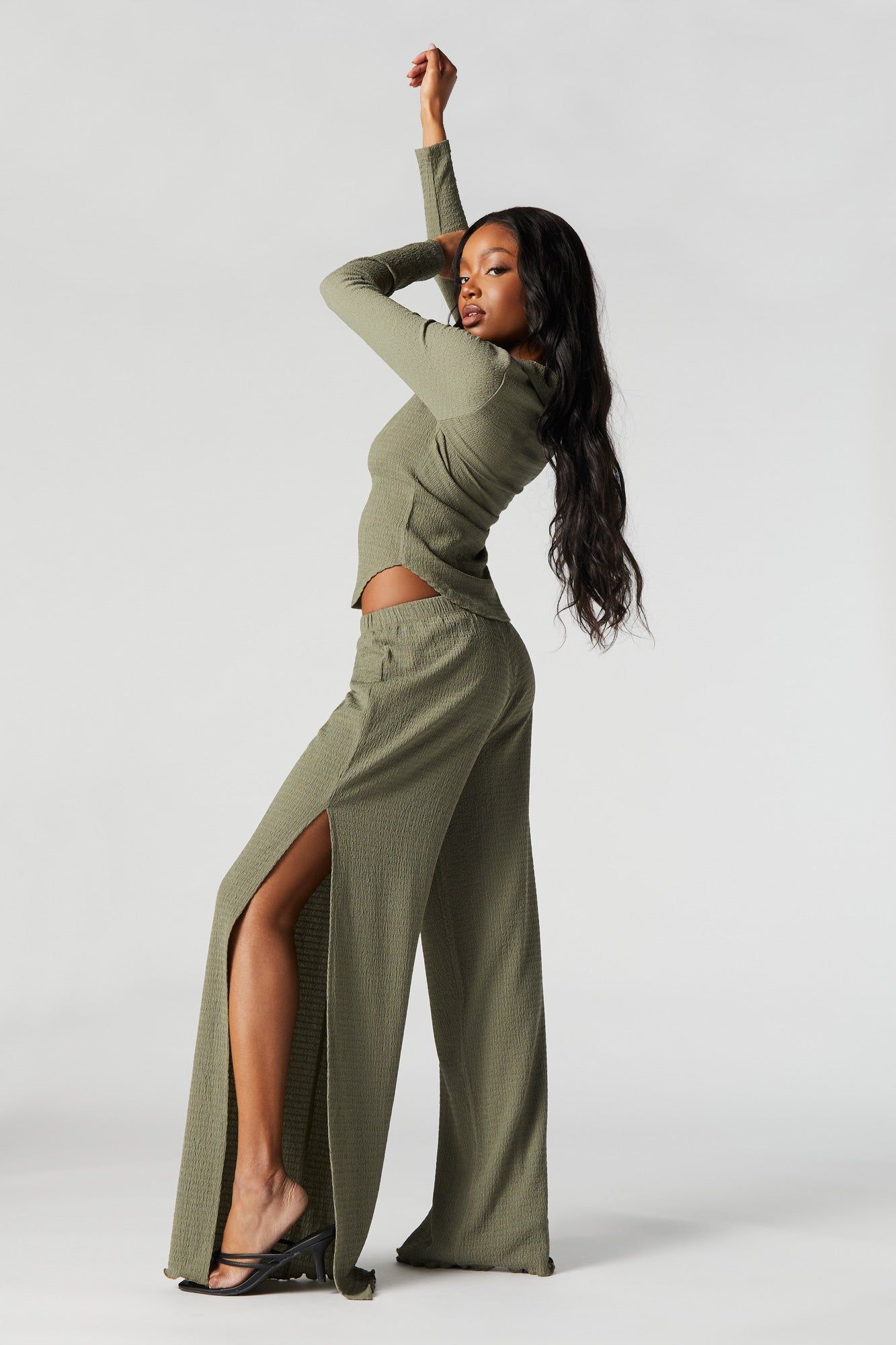 Textured Slit Palazzo Pant sold by Urban Planet product image thumbnail 4