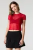 Mesh Rhinestone Graphic Cropped T-Shirt sold by Urban Planet