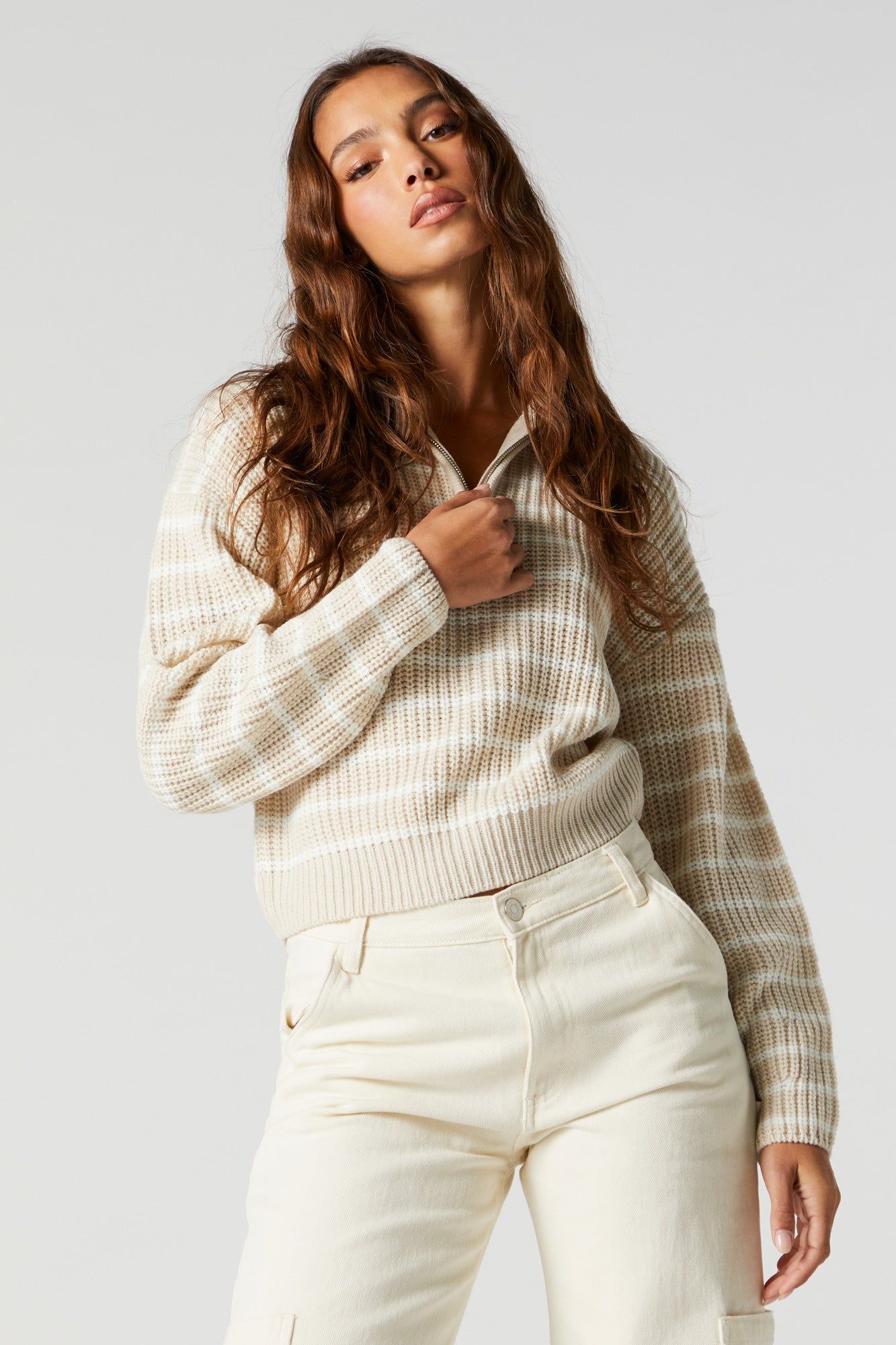 Chandail en tricot avec quart de fermeture à glissière sold by Urban Planet product image thumbnail 2