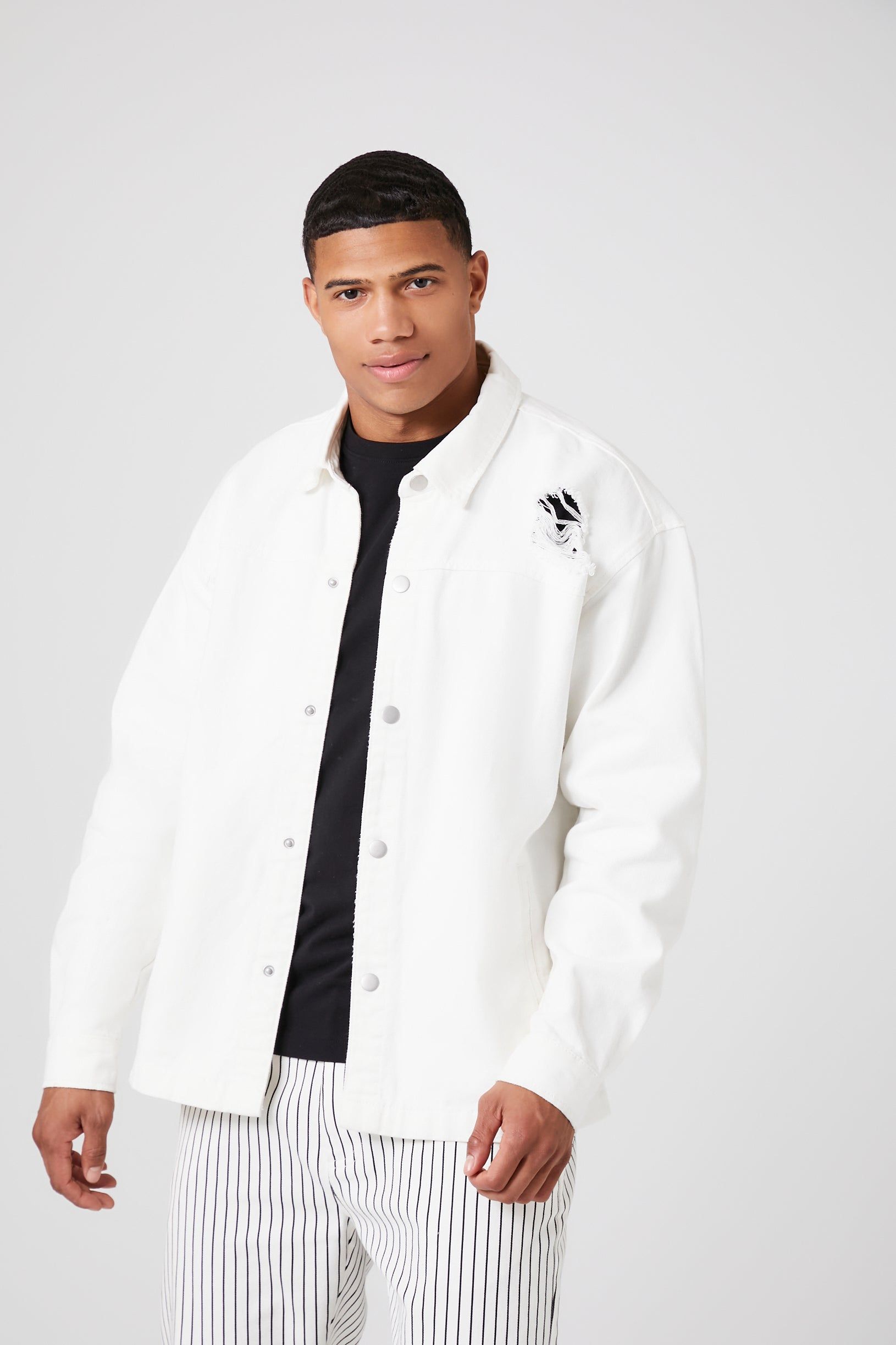 Distressed Denim Jacket sold by Urban Planet