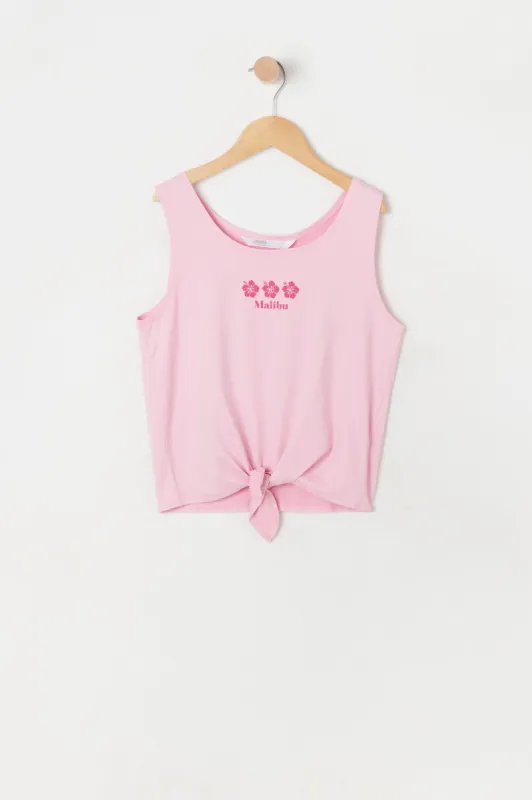 Girls Front Tie Malibu Graphic Tank Top Girls sold by Urban Planet