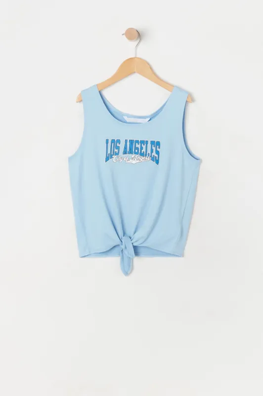 Girls Front Tie Los Angeles Graphic Tank Top sold by Urban Planet