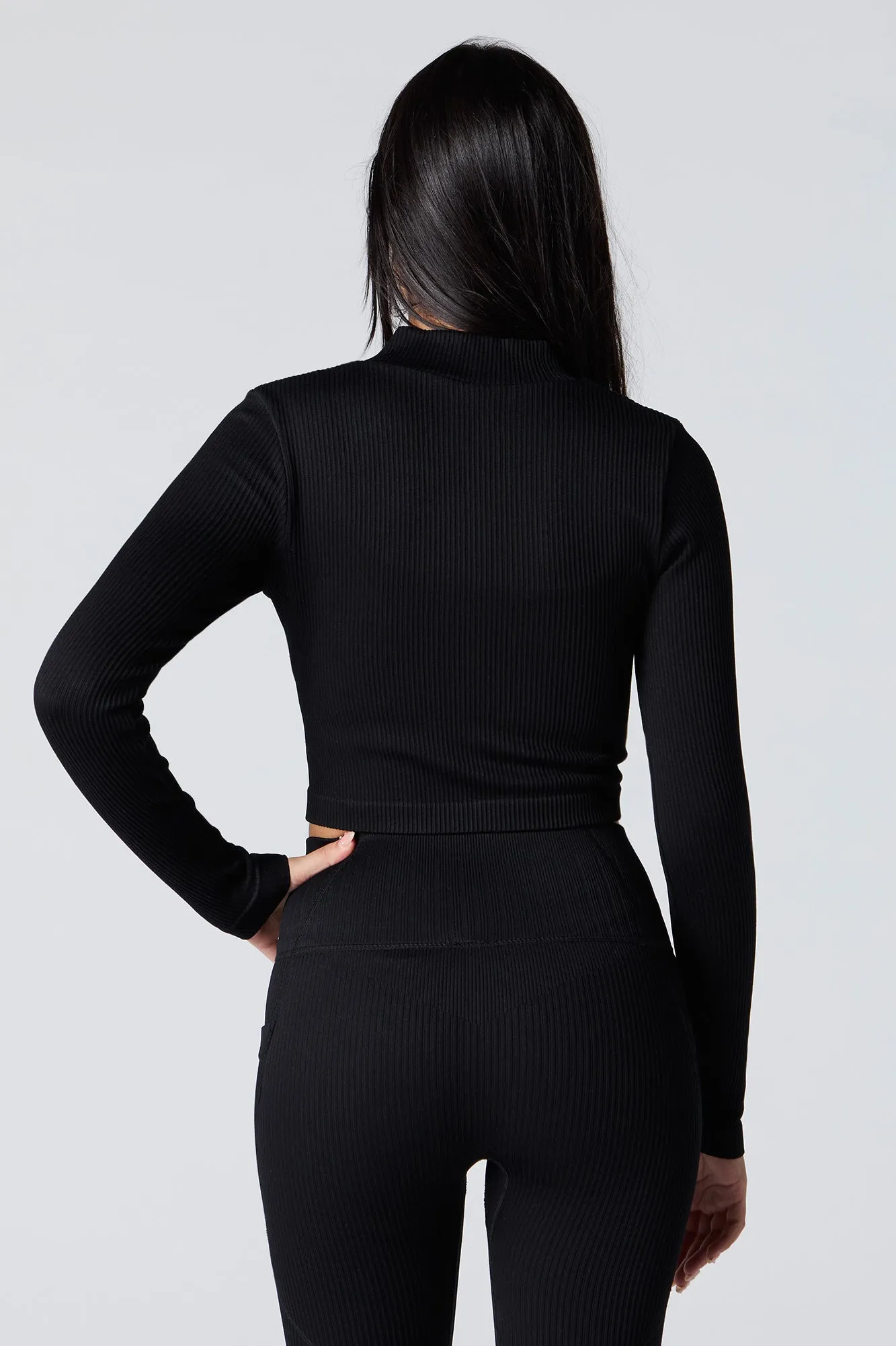 Haut Sommer Ray Active côtelé sans couture à manches longues avec fermeture à glissière sold by Urban Planet product image thumbnail 5