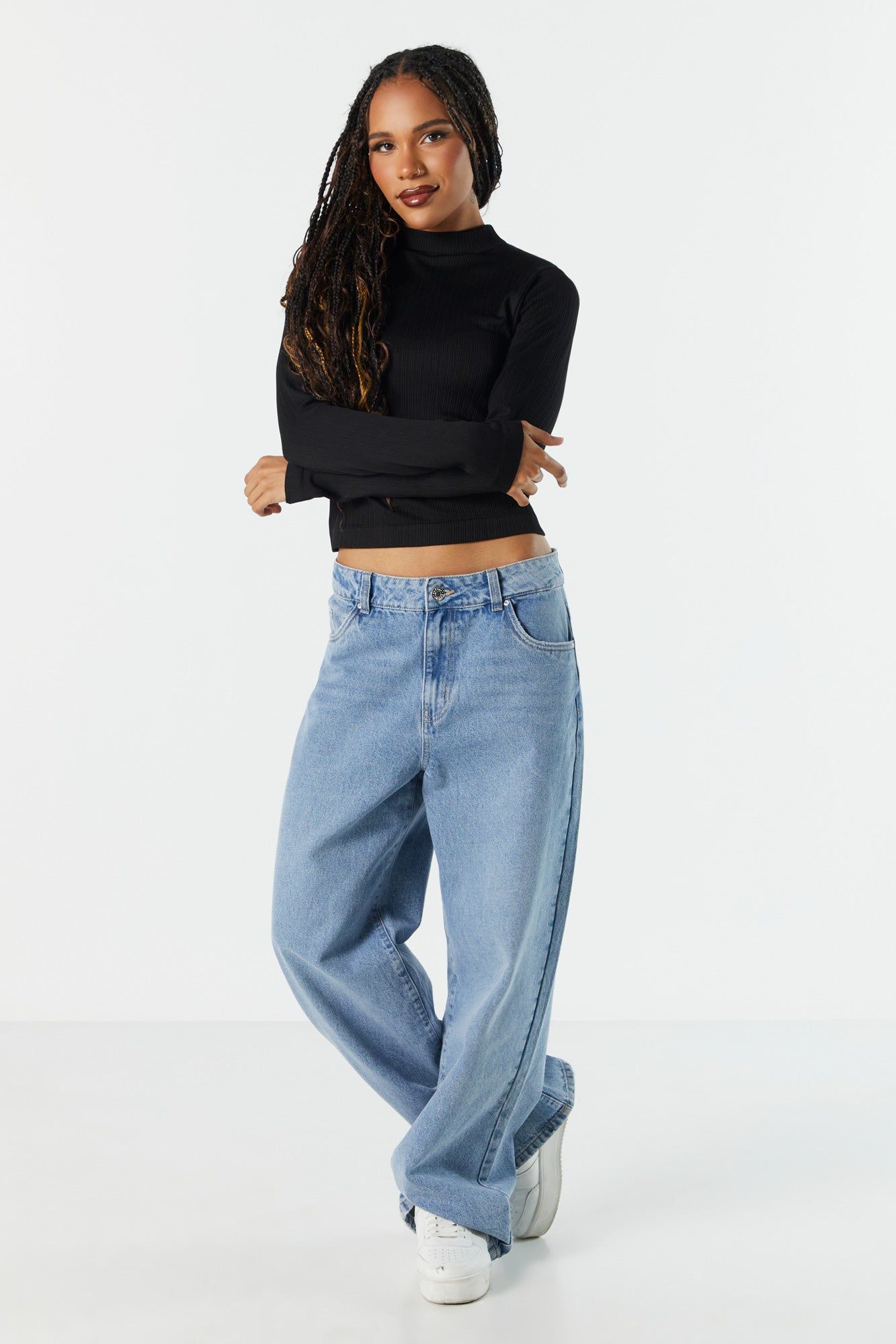 Seamless Ribbed Mock Neck Long Sleeve Top sold by Urban Planet product image thumbnail 4