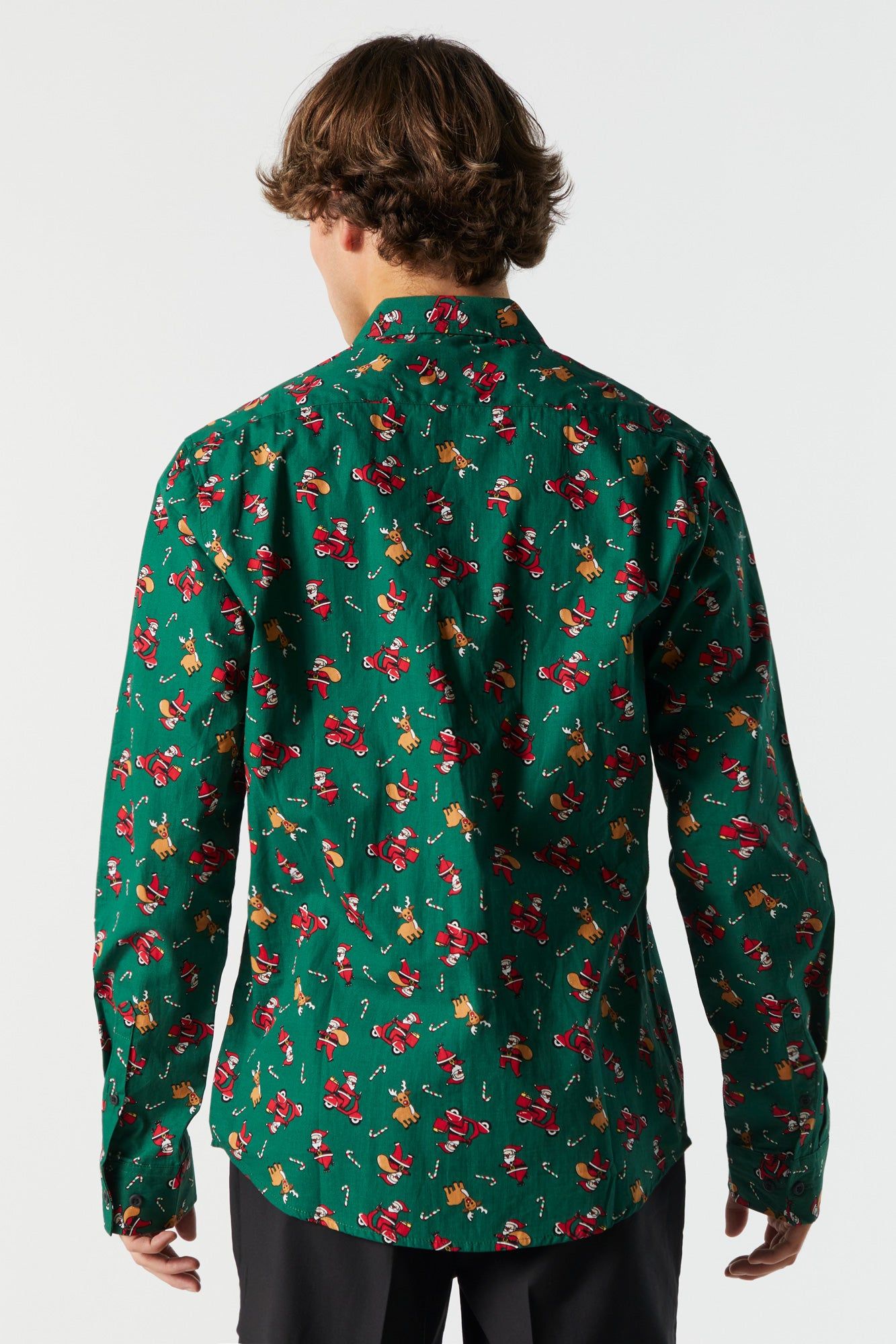 Santa Print Button-Up Top sold by Urban Planet product image thumbnail 3