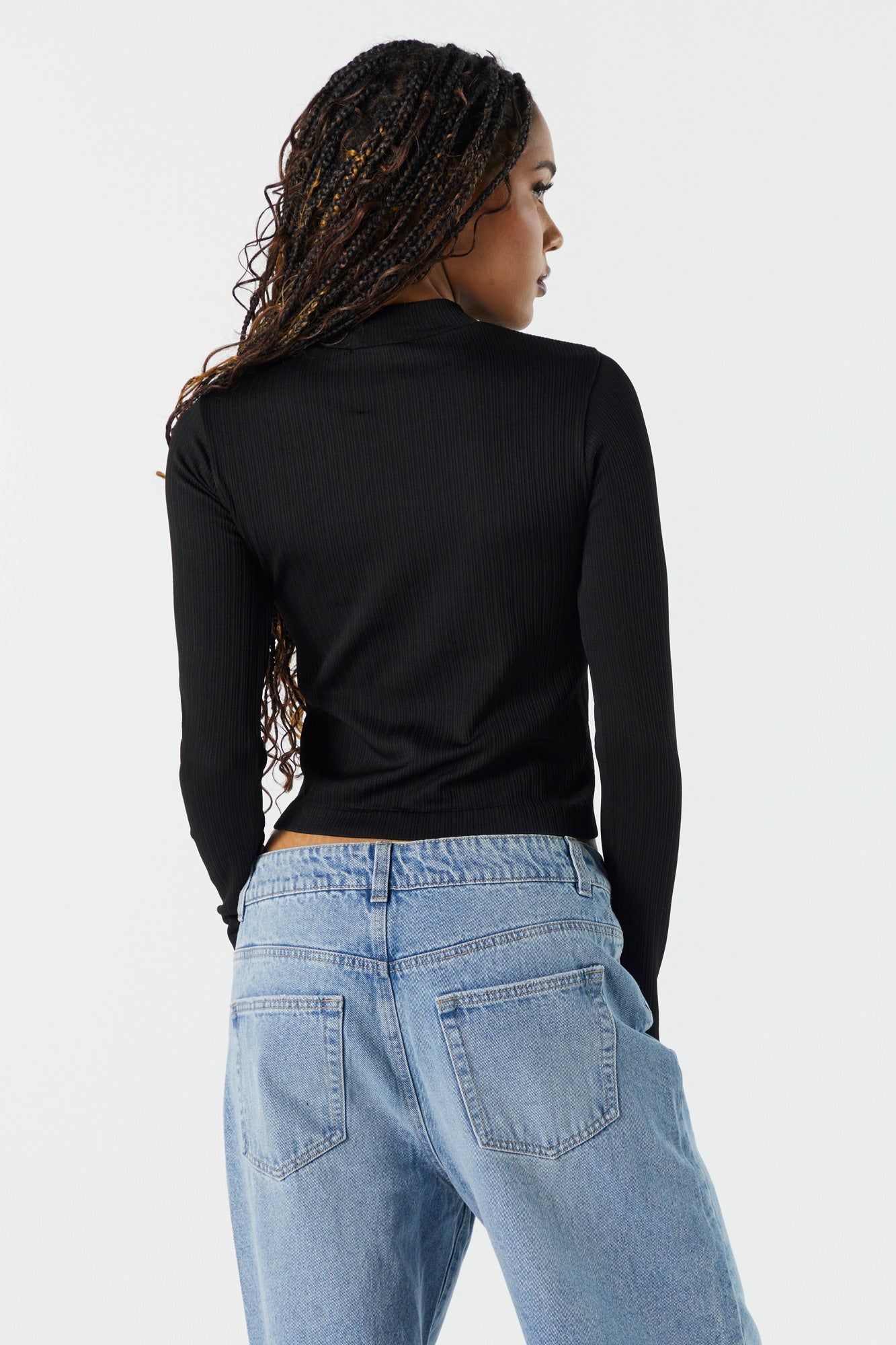 Seamless Ribbed Mock Neck Long Sleeve Top sold by Urban Planet product image thumbnail 3