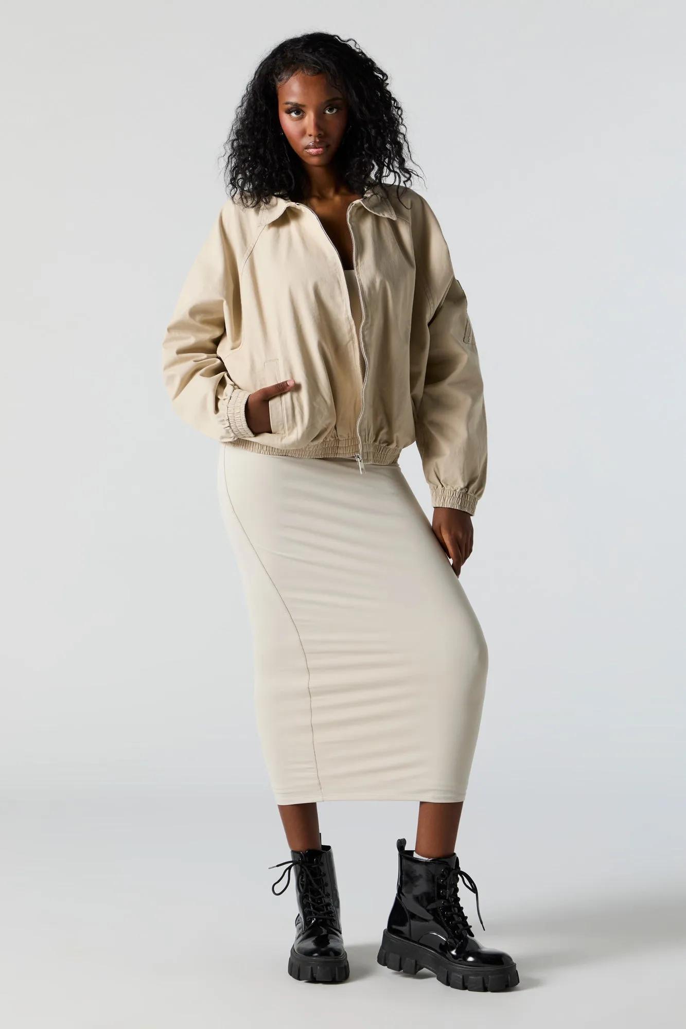 Zip-Up Collared Bomber Jacket sold by Urban Planet product image thumbnail 3