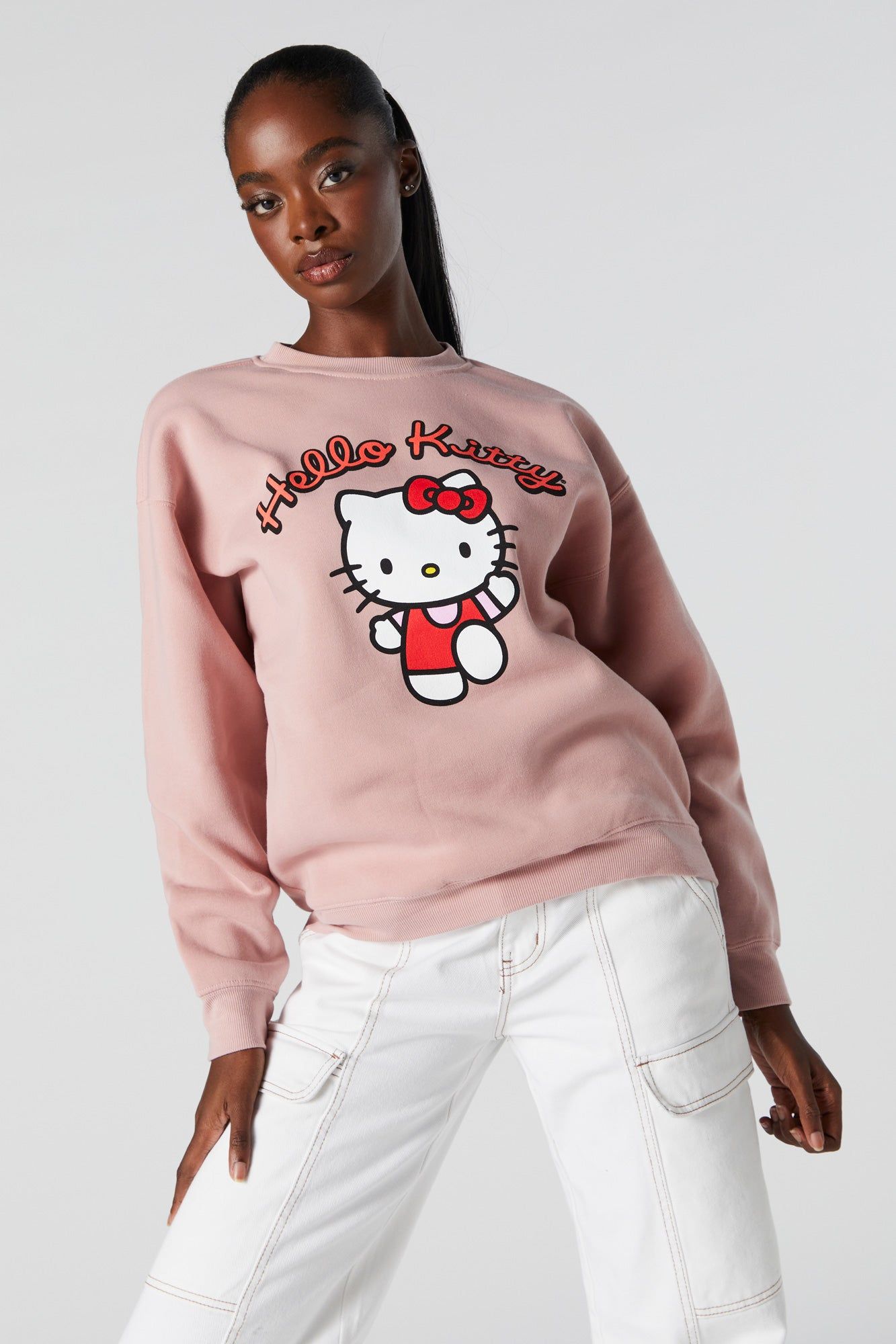 Chandail en molleton rose à imprimé Hello Kitty sold by Urban Planet