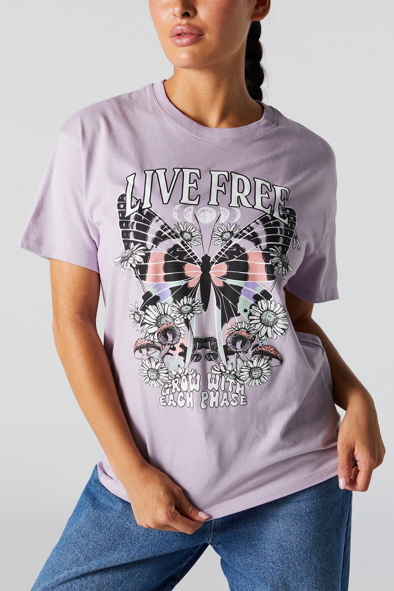 T-shirt de coupe garçonne à imprimé Live Free sold by Urban Planet product image thumbnail 4