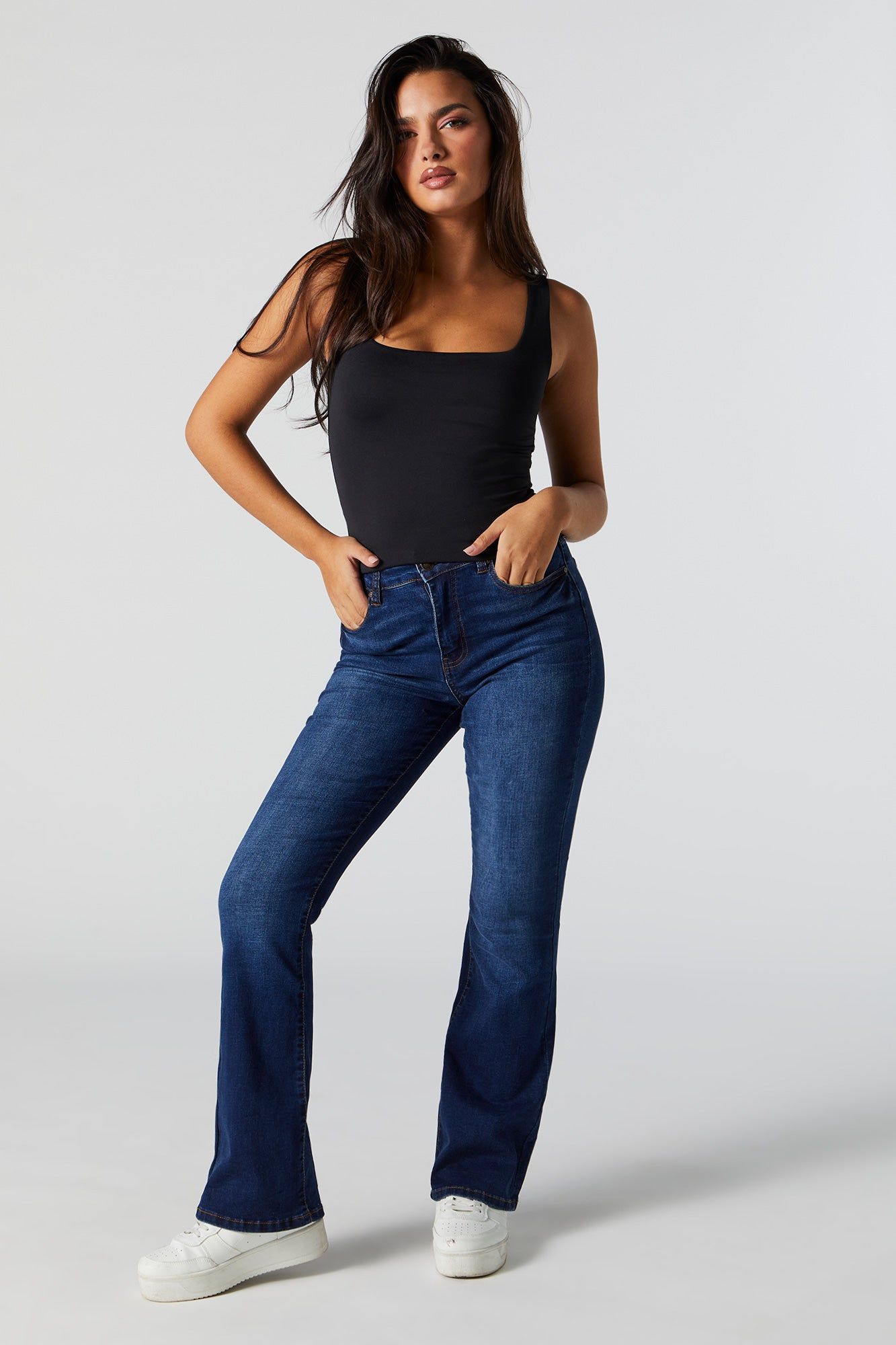 Dark Wash Slim Bootcut Jean sold by Urban Planet