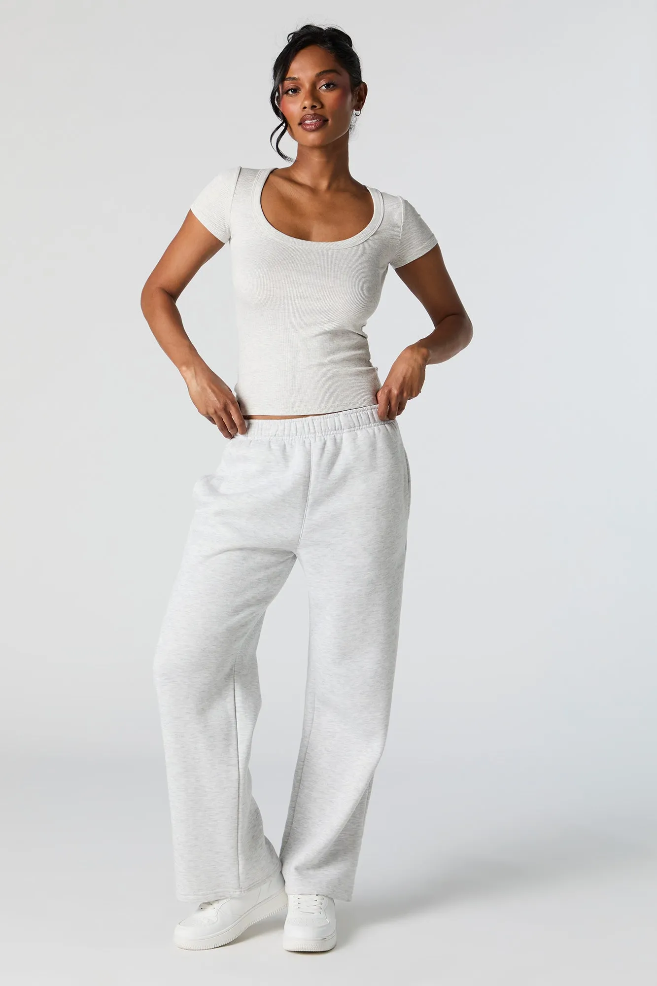 Solid Ribbed Scoop Neck T-Shirt sold by Urban Planet product image thumbnail 3