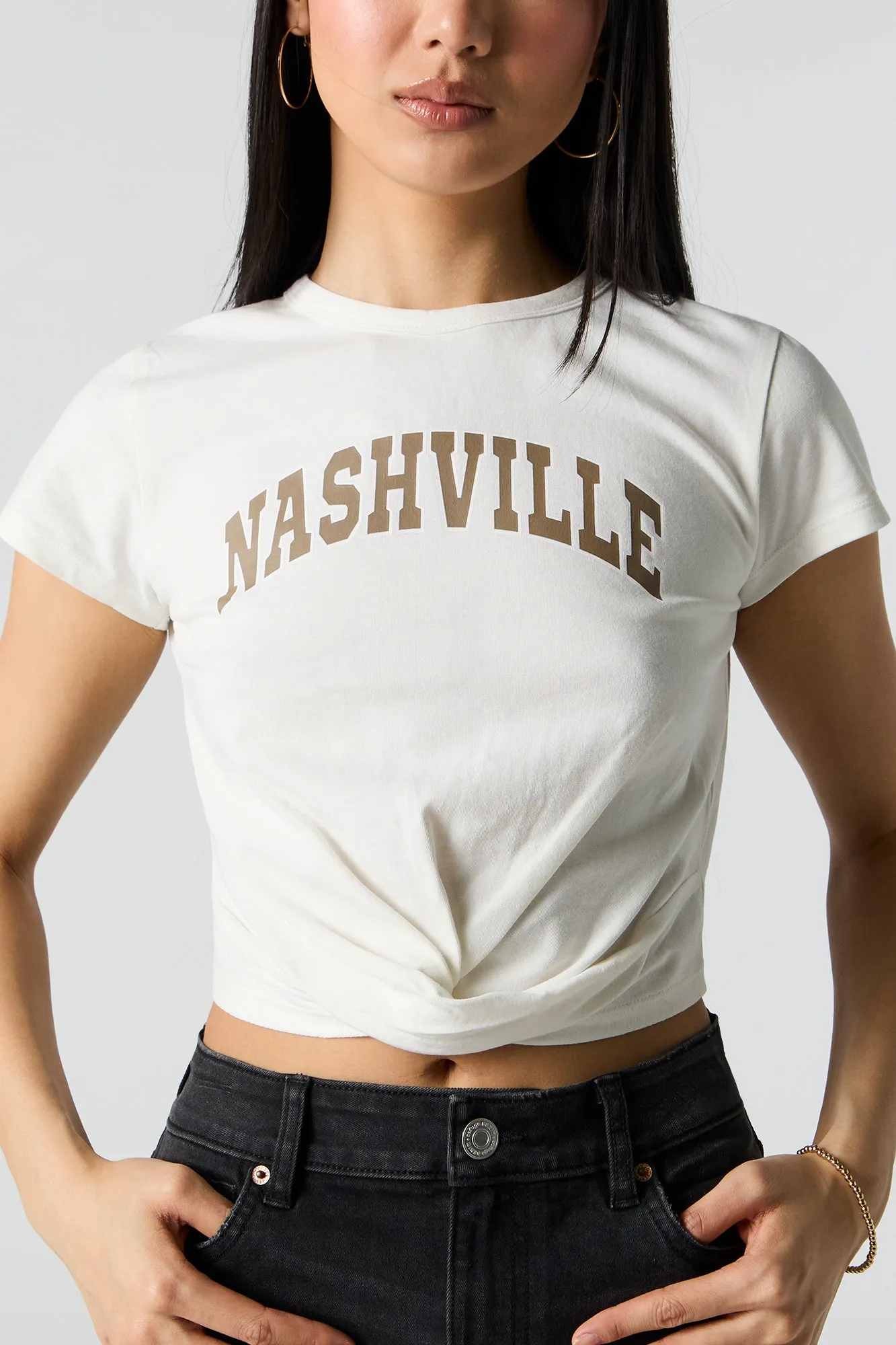 T-shirt cranté à imprimé Nashville sold by Urban Planet product image thumbnail 2