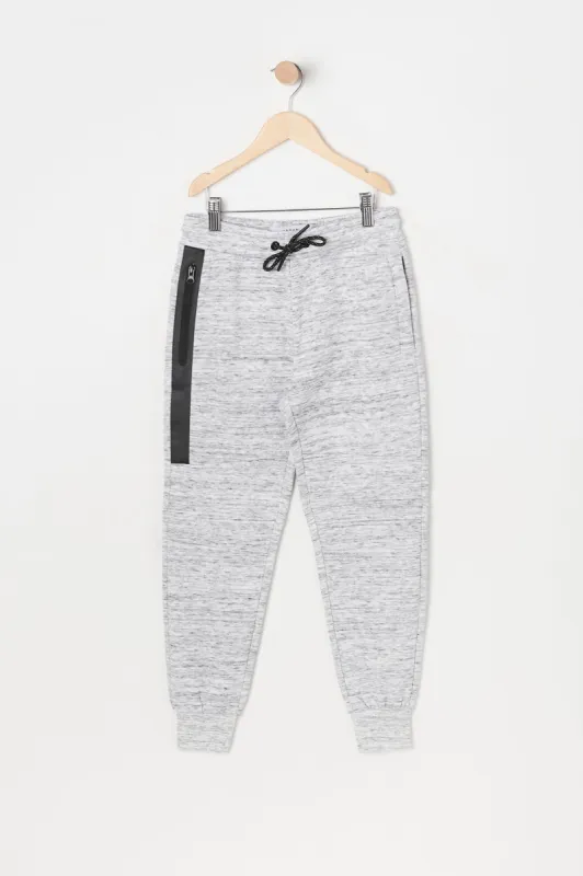 Boys Space Dye Rubber Zip Pocket Fleece Jogger sold by Urban Planet