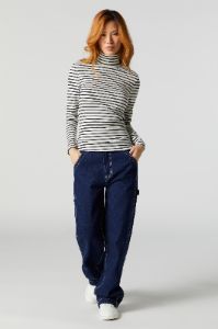 Striped Ribbed Turtleneck Long Sleeve Top sold by Urban Planet