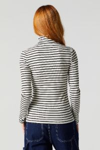 Striped Ribbed Turtleneck Long Sleeve Top sold by Urban Planet