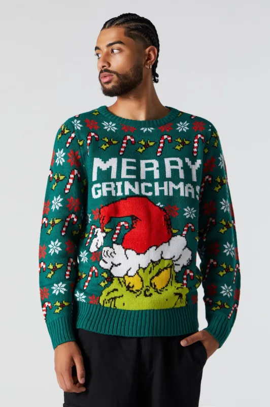 Chandail de Noël en tricot à imprimé Merry Grinchmas sold by Urban Planet