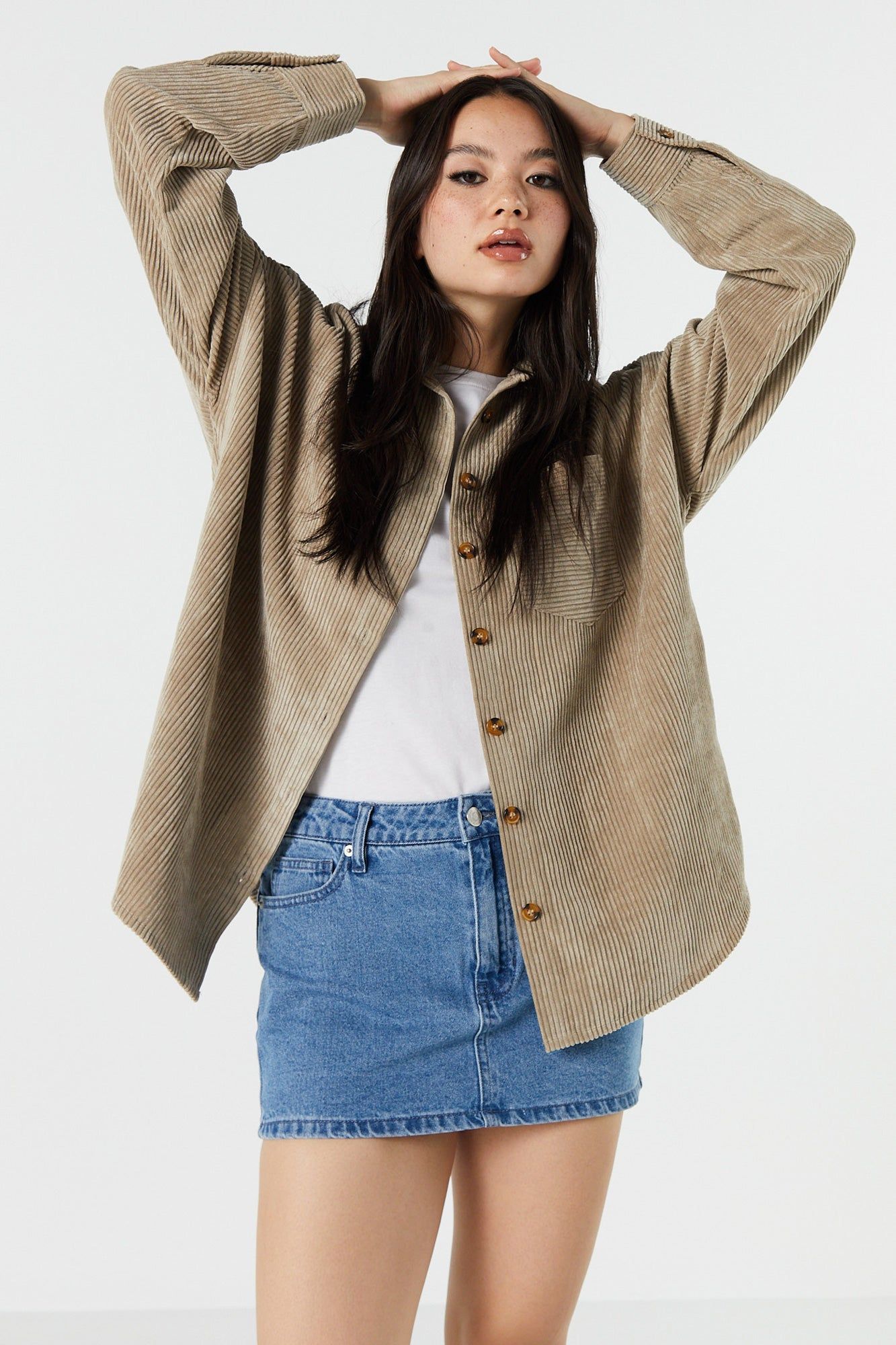 Corduroy Button-Up Top sold by Urban Planet