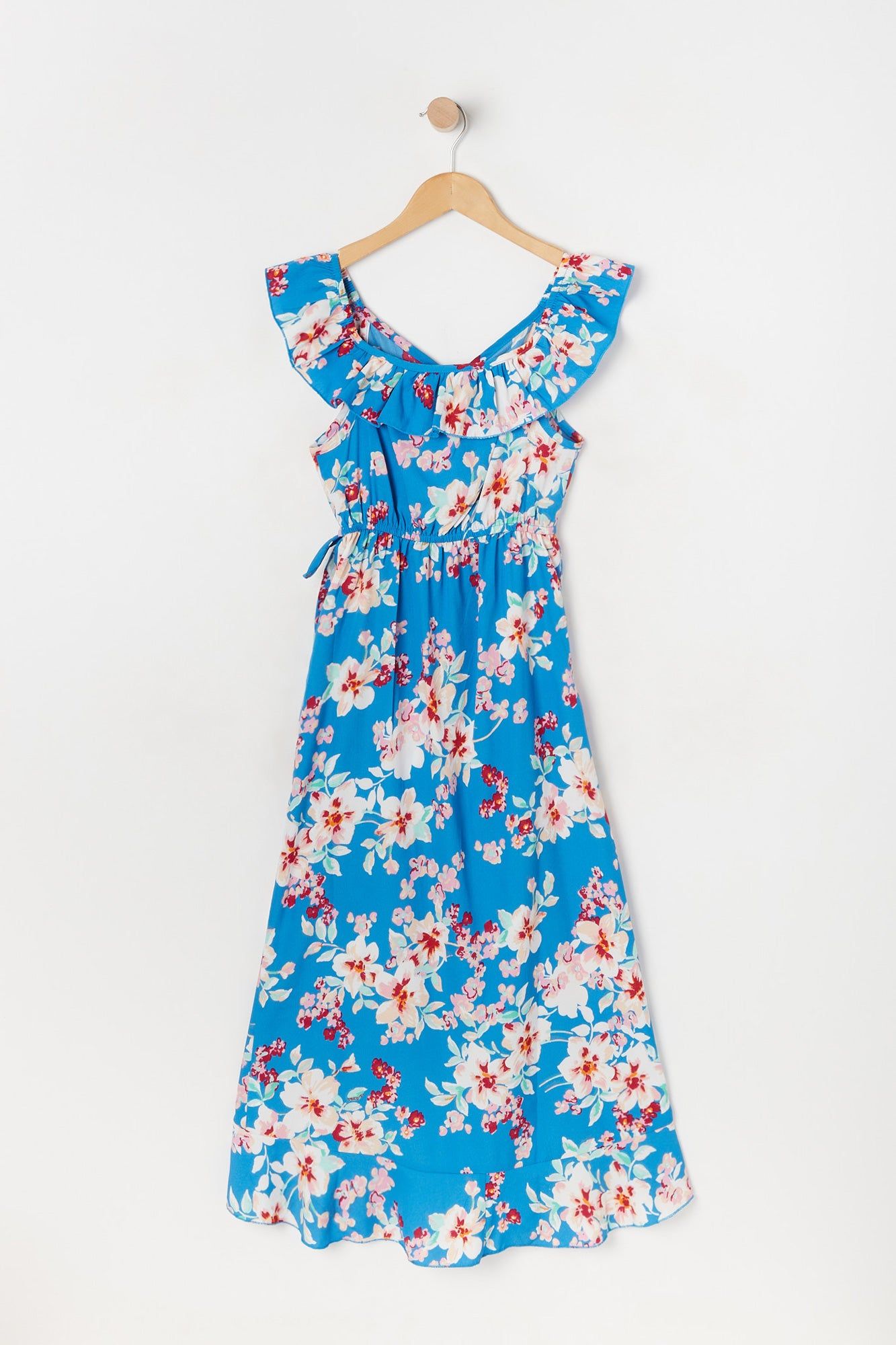 Girls Blue Floral High-Low Flounce Dress sold by Urban Planet product image thumbnail 2