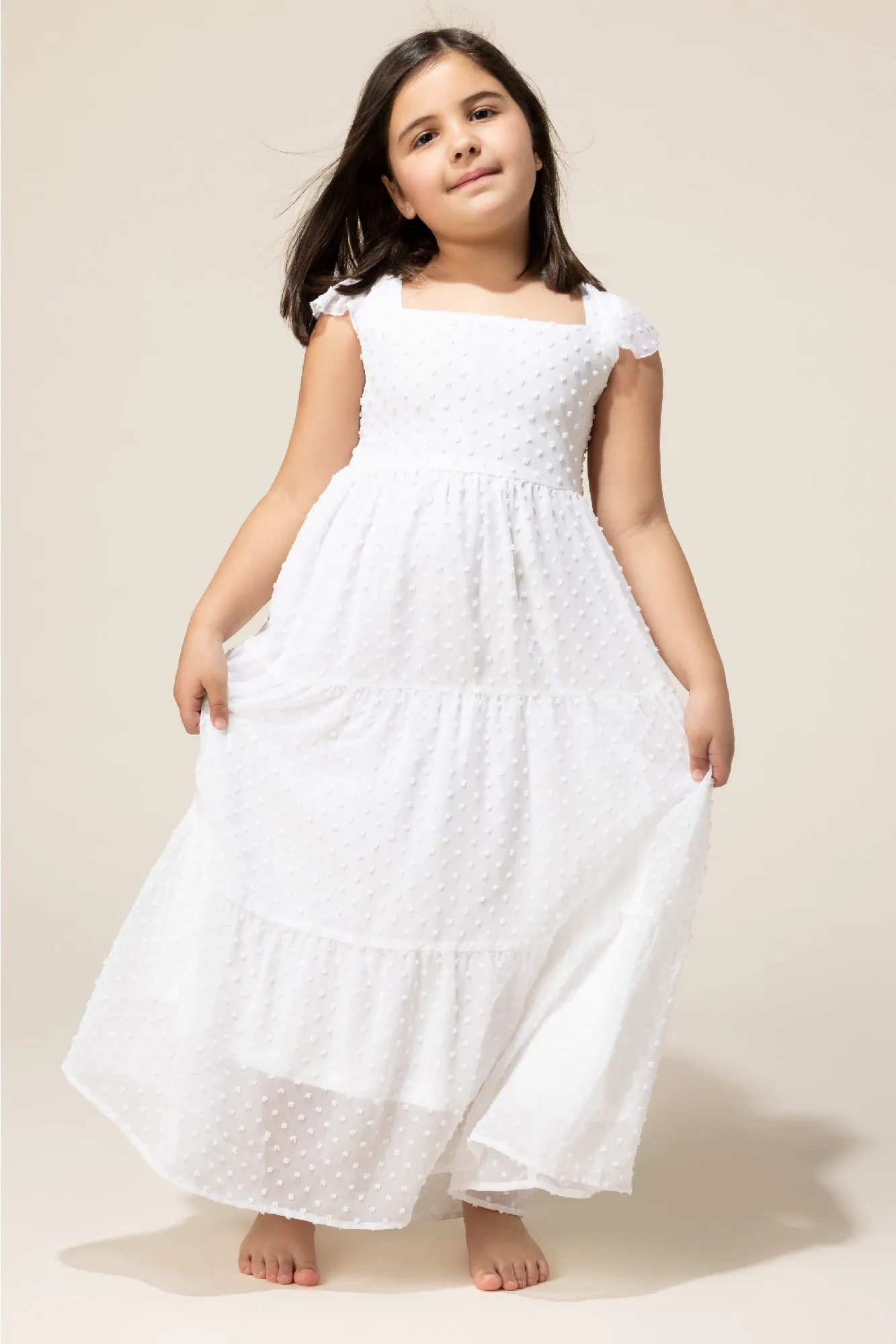 Robe maxi volantée en chiffon à pois pour fille sold by Urban Planet