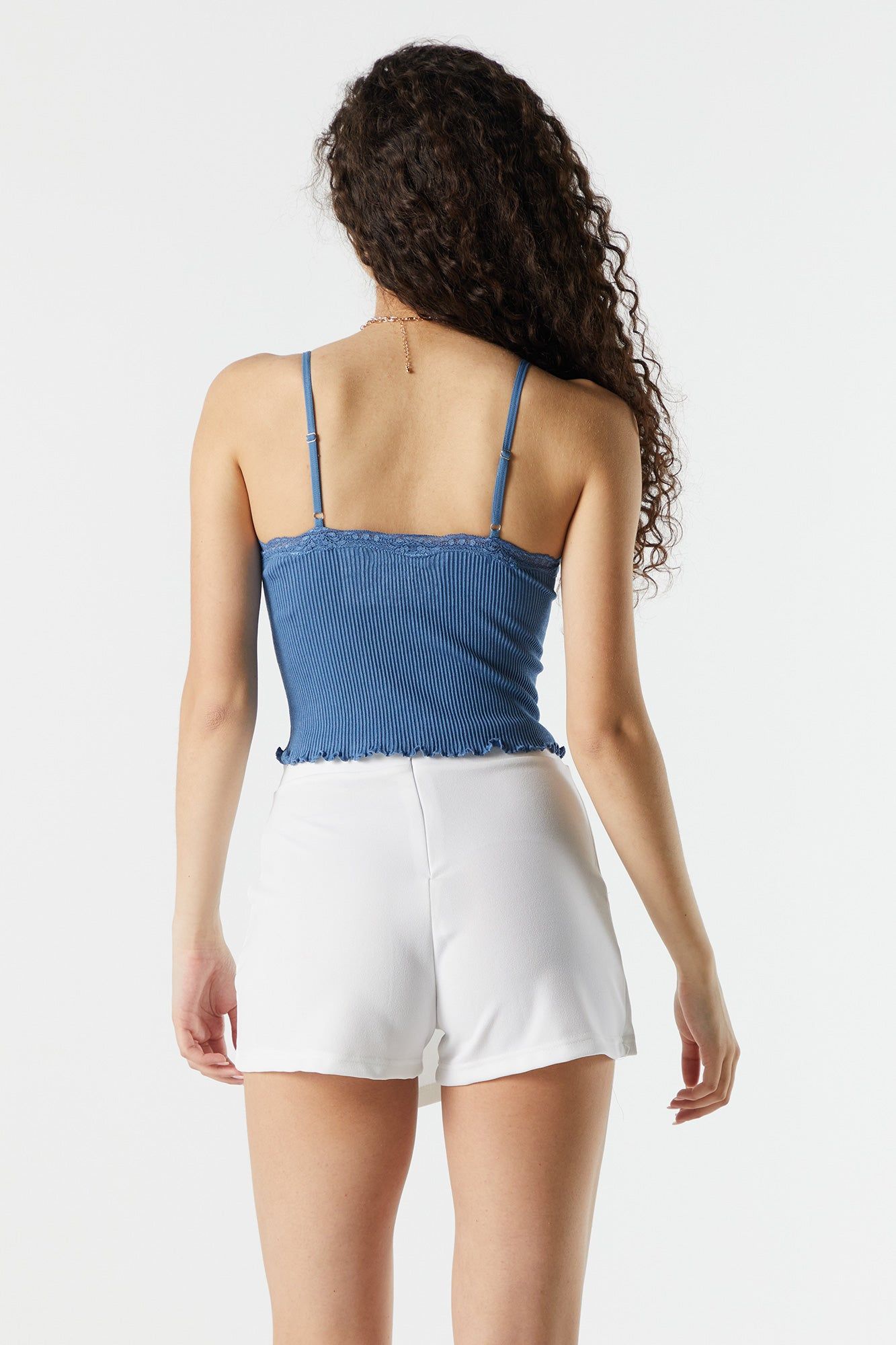 Camisole côtelée avec liséré de dentelle sold by Urban Planet product image thumbnail 2