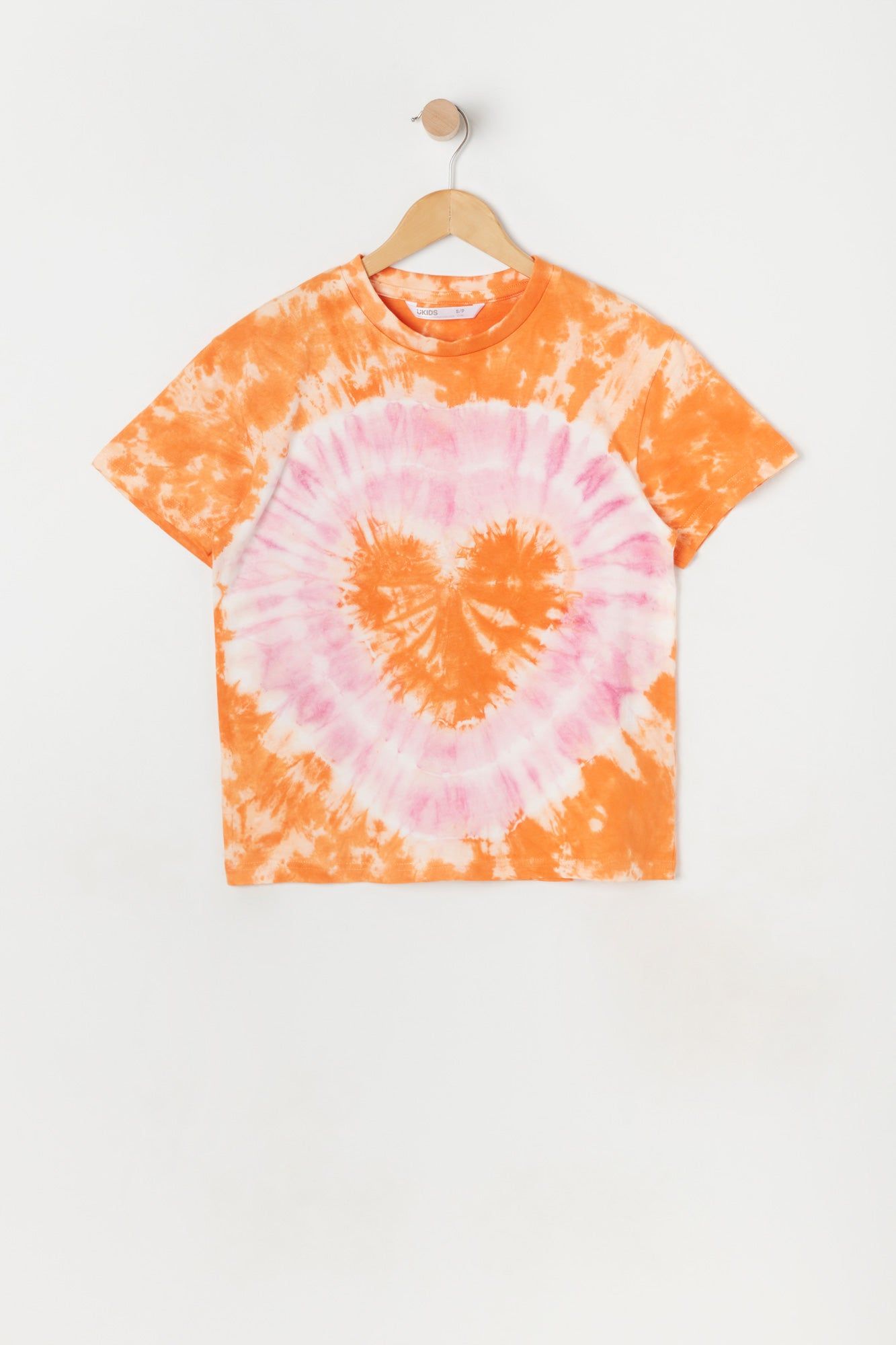Girls Oversized Heart Tie-Dye T-Shirt sold by Urban Planet