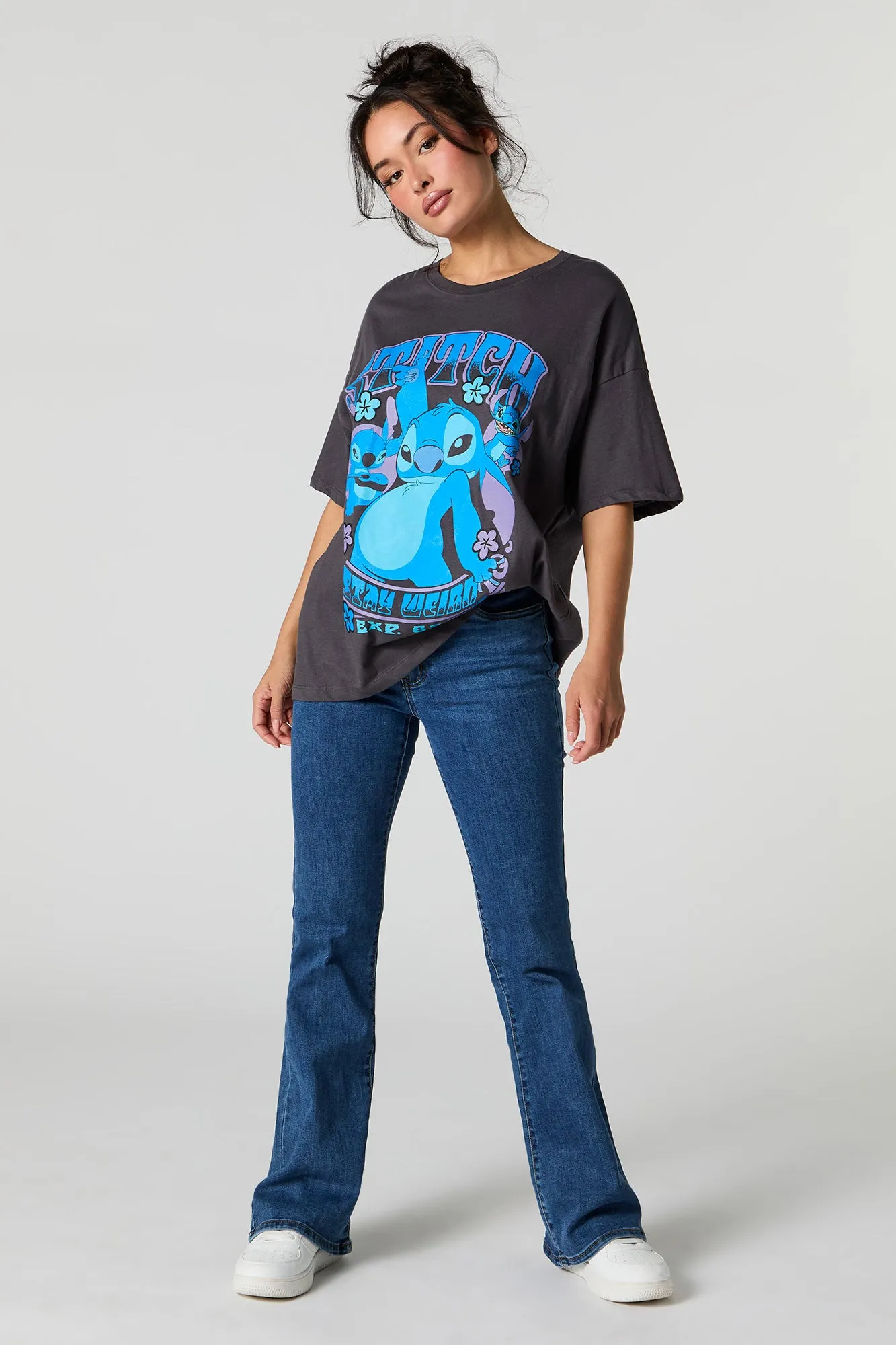 Stitch Stay Weird Graphic Boyfriend T-Shirt sold by Urban Planet product image thumbnail 2