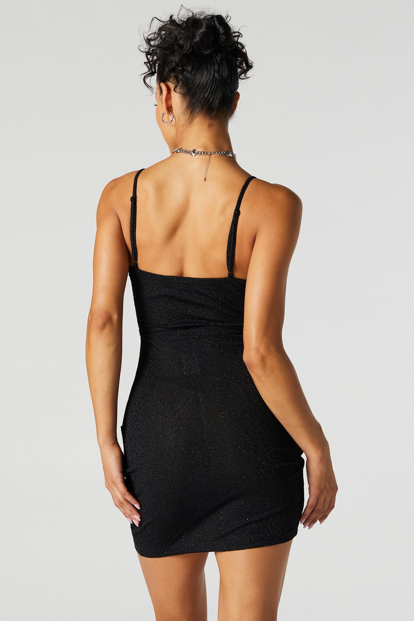 Black Sparkle Surplice Mini Dress sold by Urban Planet product image thumbnail 3