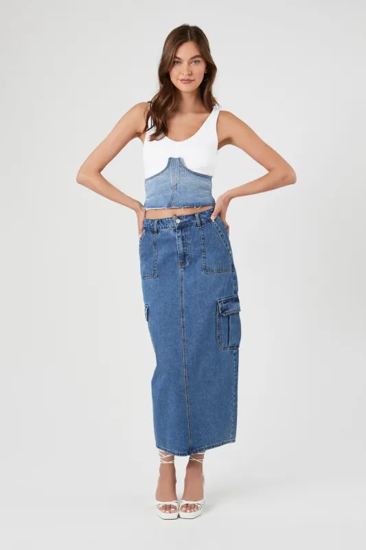 Jupe midi cargo en denim sold by Urban Planet