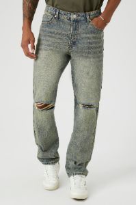 Jean à jambe droite d'aspect usé délavé à la pierre sold by Urban Planet