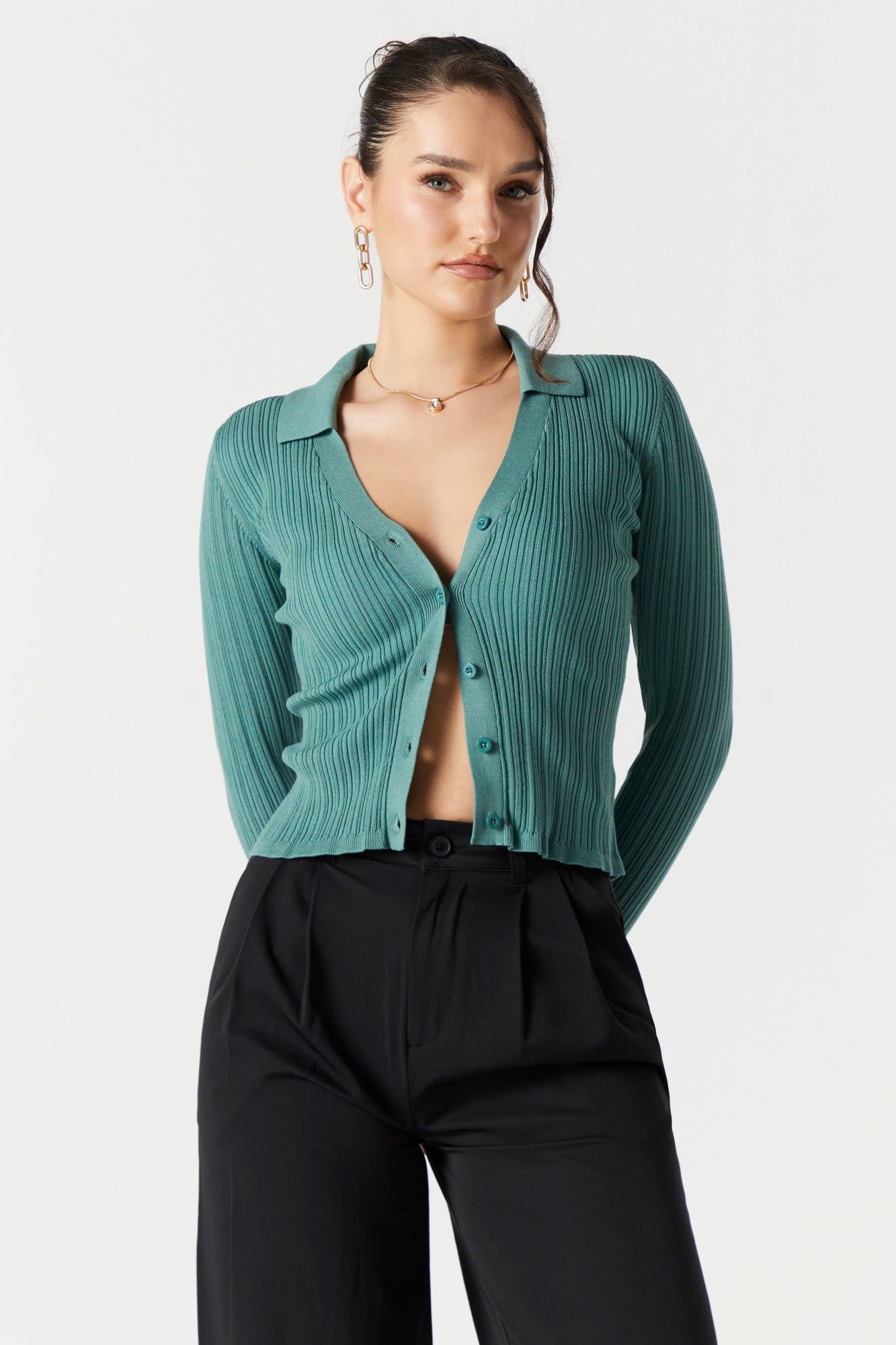 Haut boutonné côtelé avec col sold by Urban Planet