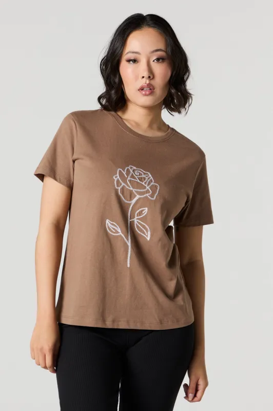 Rose Embroidered T-Shirt sold by Urban Planet