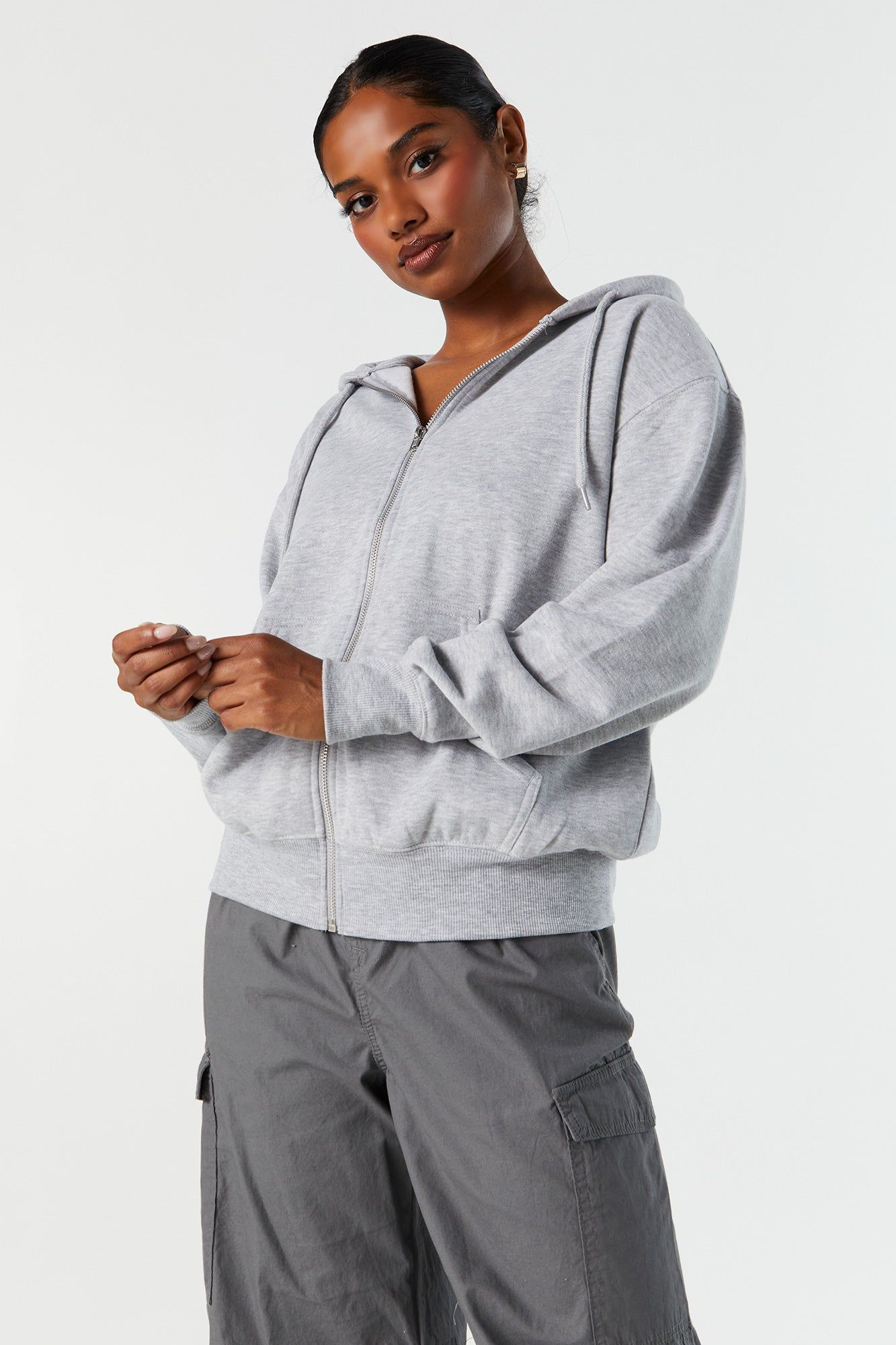 Oversized Fleece Zip-Up Hoodie sold by Urban Planet product image thumbnail 4