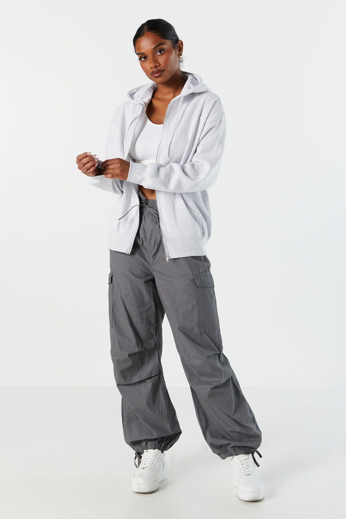 Oversized Fleece Zip-Up Hoodie sold by Urban Planet product image thumbnail 3