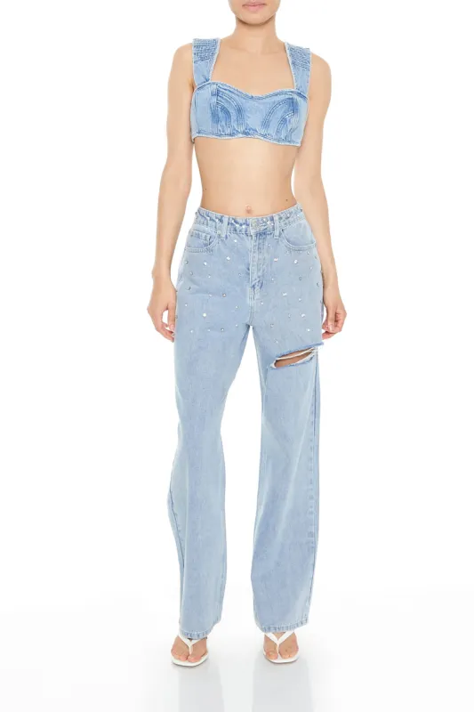 Distressed Rhinestone Jean sold by Urban Planet