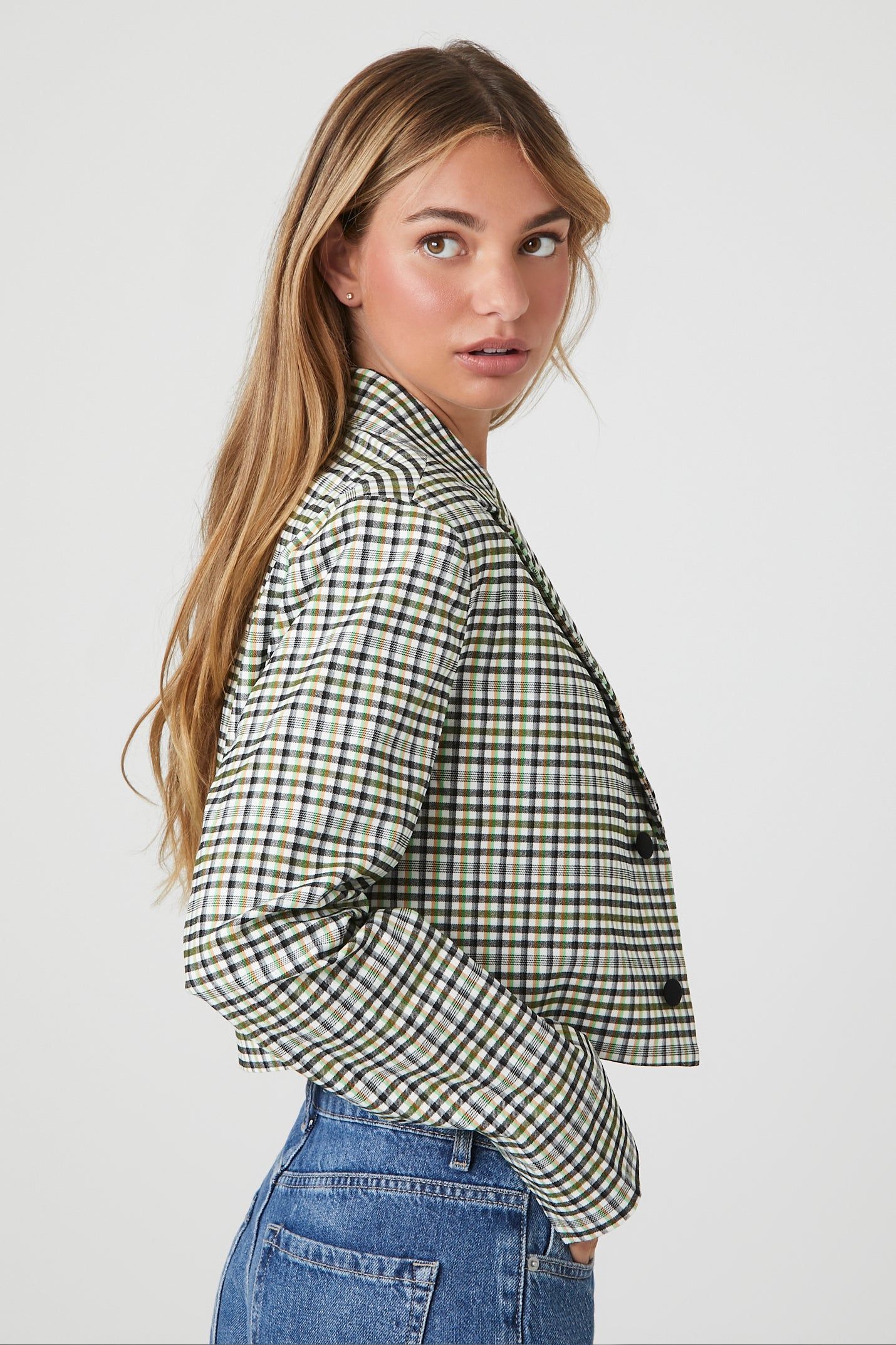 Plaid Cropped Blazer sold by Urban Planet product image thumbnail 2