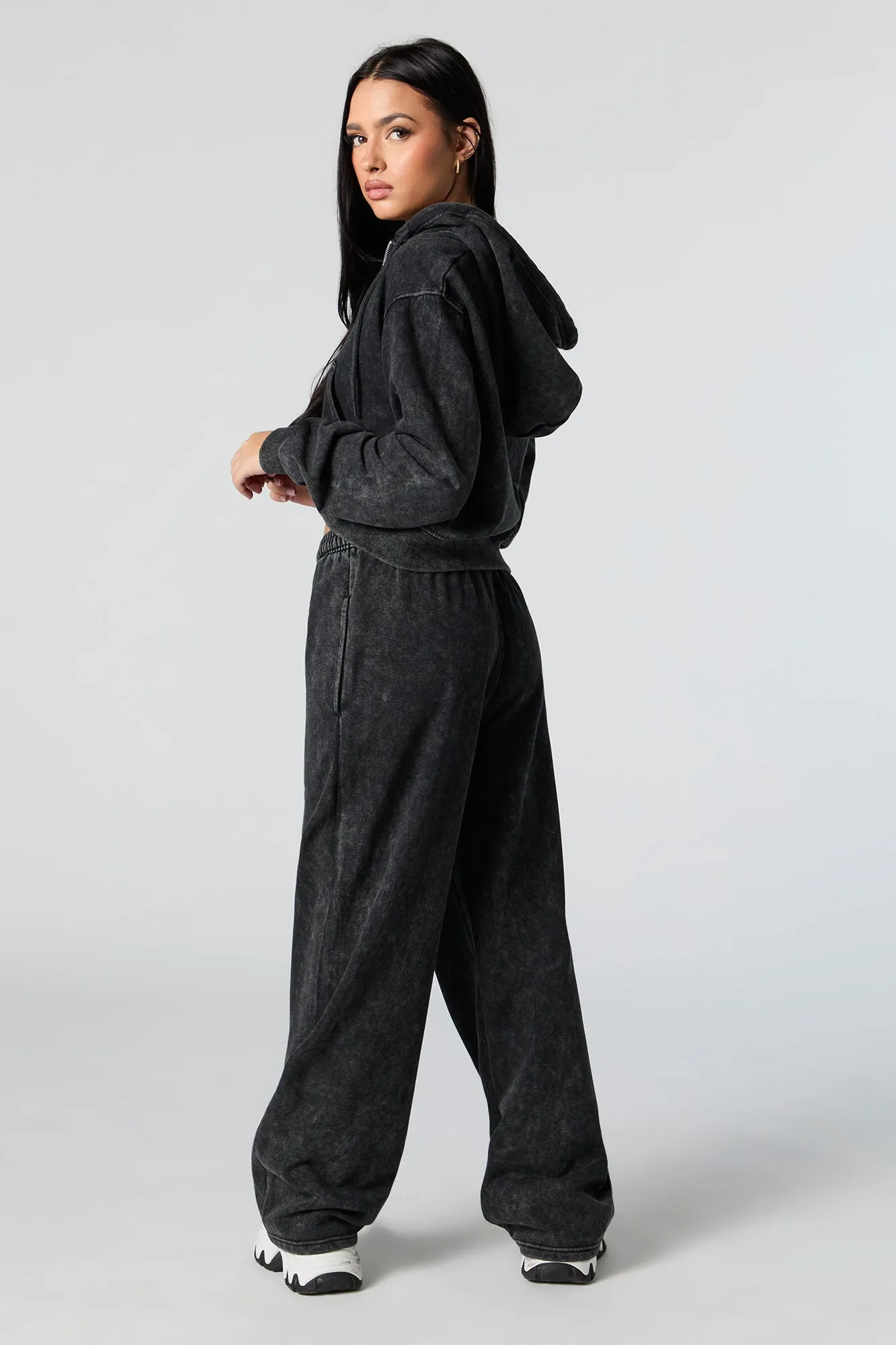 Fleece Washed Wide Leg Sweatpant sold by Urban Planet product image thumbnail 4