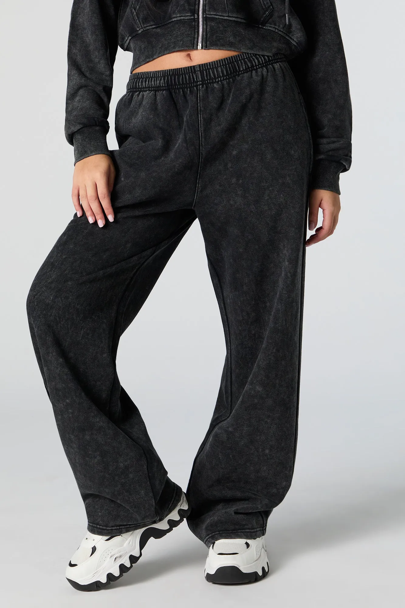 Fleece Washed Wide Leg Sweatpant sold by Urban Planet product image thumbnail 3