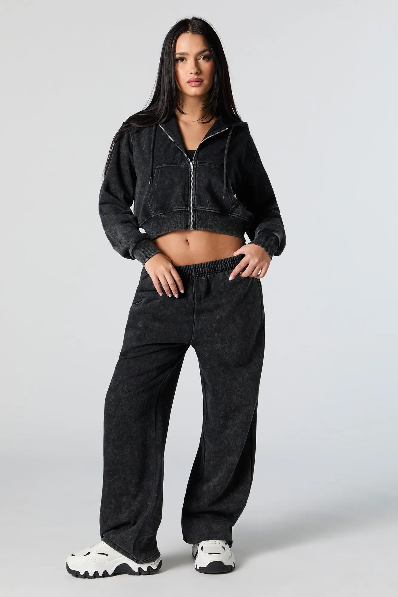 Fleece Washed Wide Leg Sweatpant sold by Urban Planet product image thumbnail 2