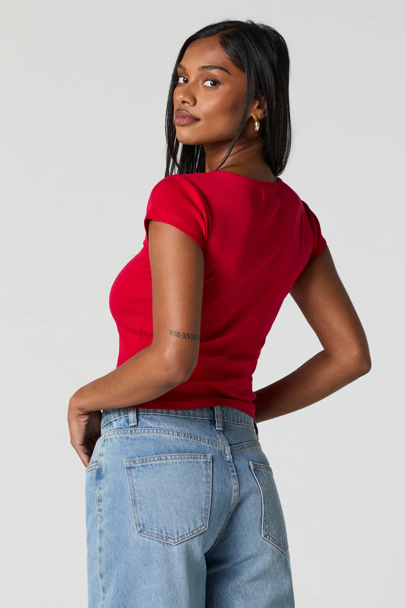 Ribbed Cinched Sweetheart T-Shirt sold by Urban Planet product image thumbnail 5