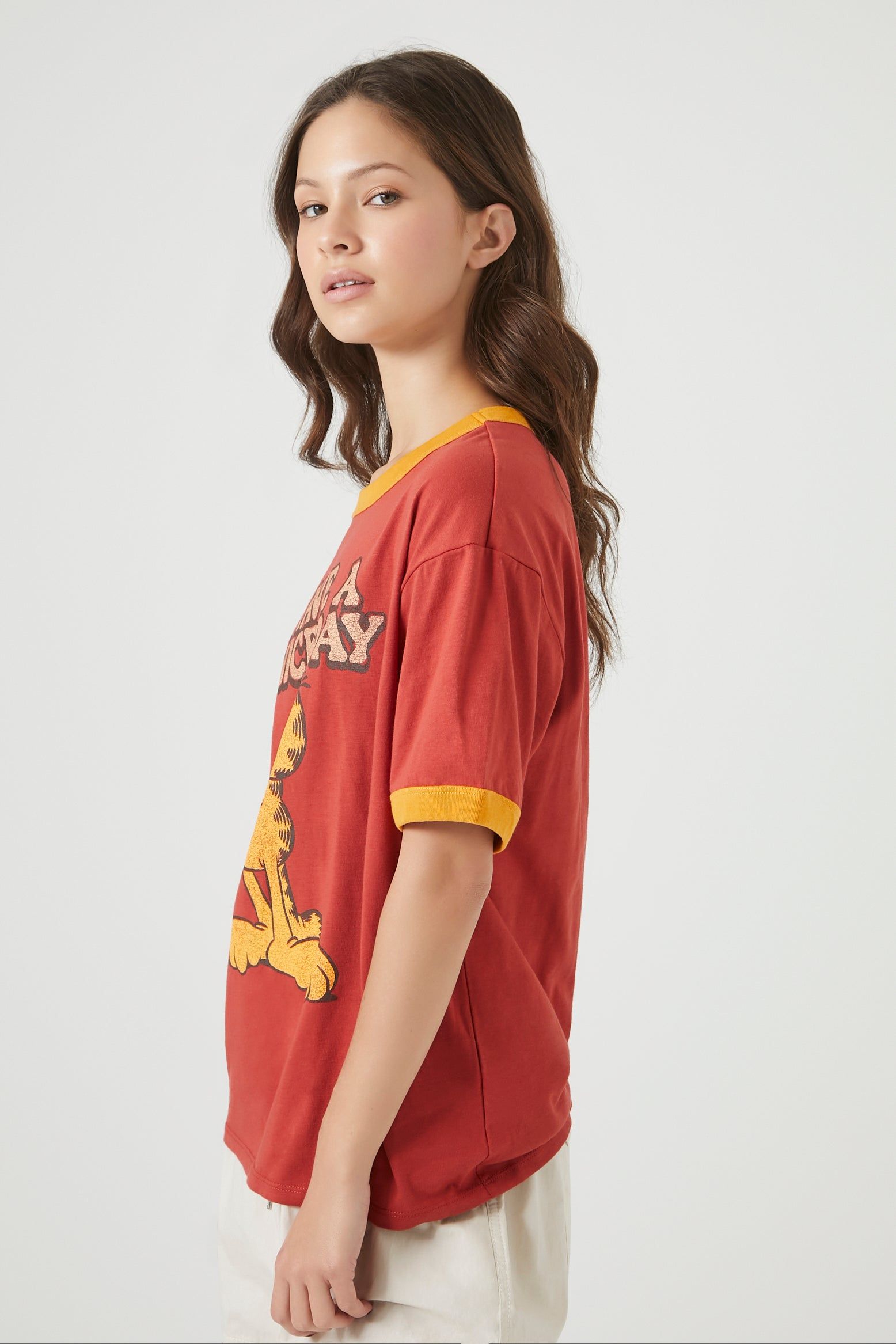 T-shirt à liséré contrastant avec imprimé Garfield sold by Urban Planet product image thumbnail 2