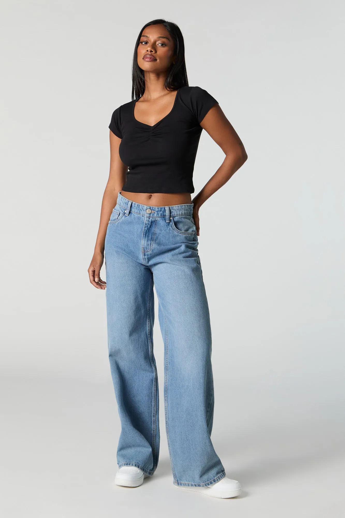 Ribbed Cinched Sweetheart T-Shirt sold by Urban Planet product image thumbnail 3