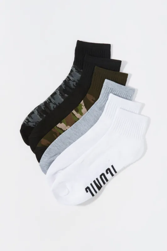 Chaussettes aux chevilles à imprimé camouflage (paquet de 6) sold by Urban Planet
