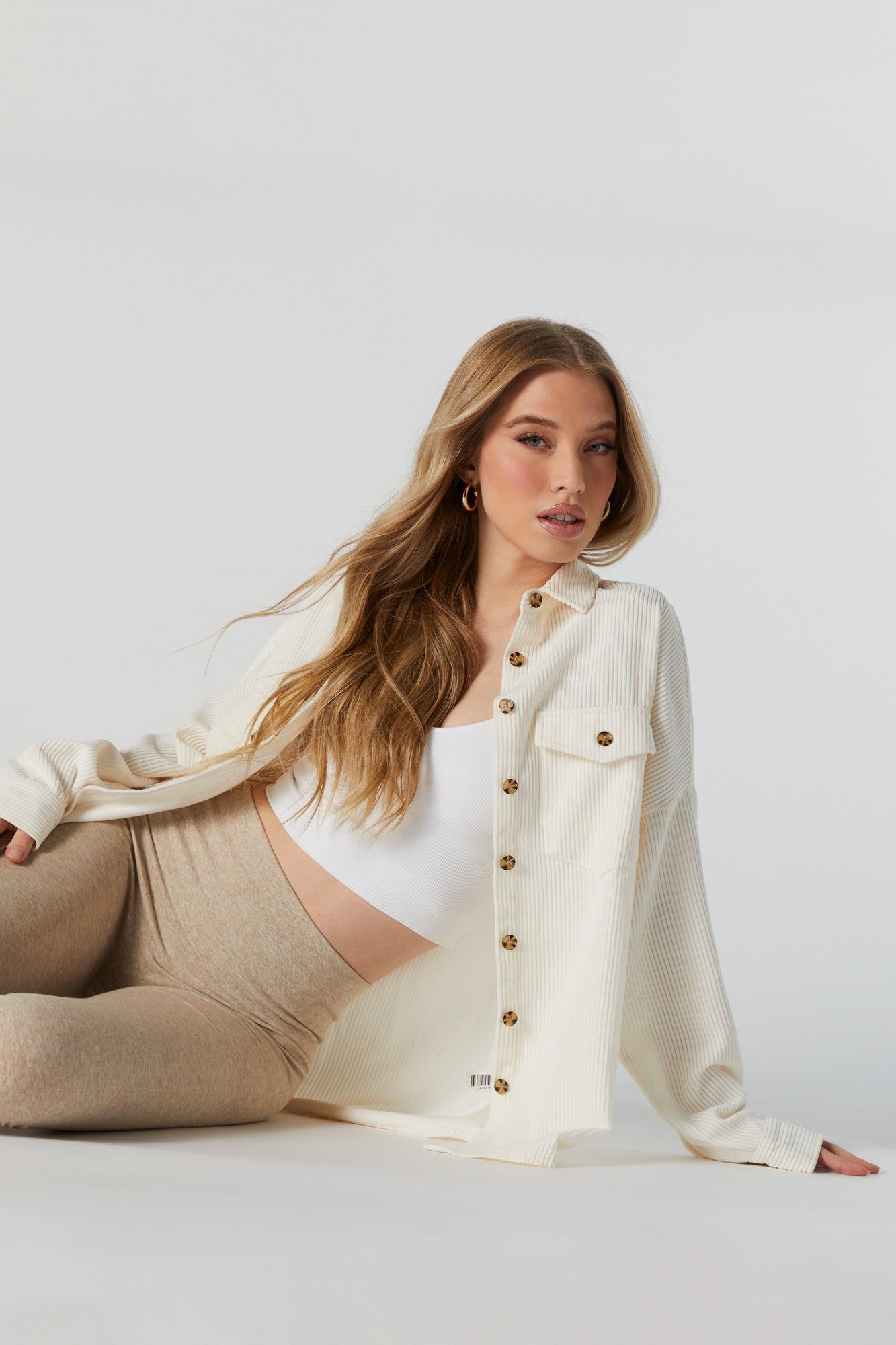 Corduroy Button-Up Oversized Top sold by Urban Planet