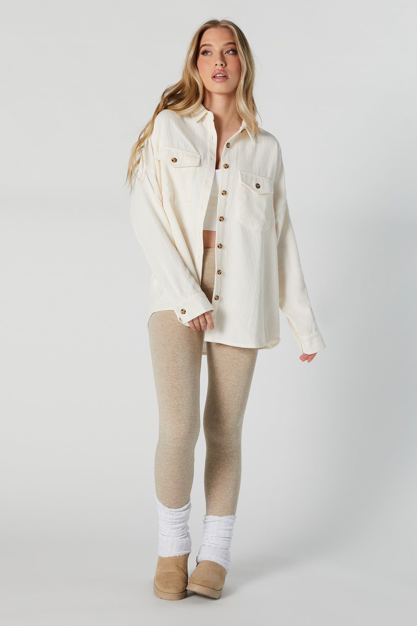 Corduroy Button-Up Oversized Top sold by Urban Planet product image thumbnail 3