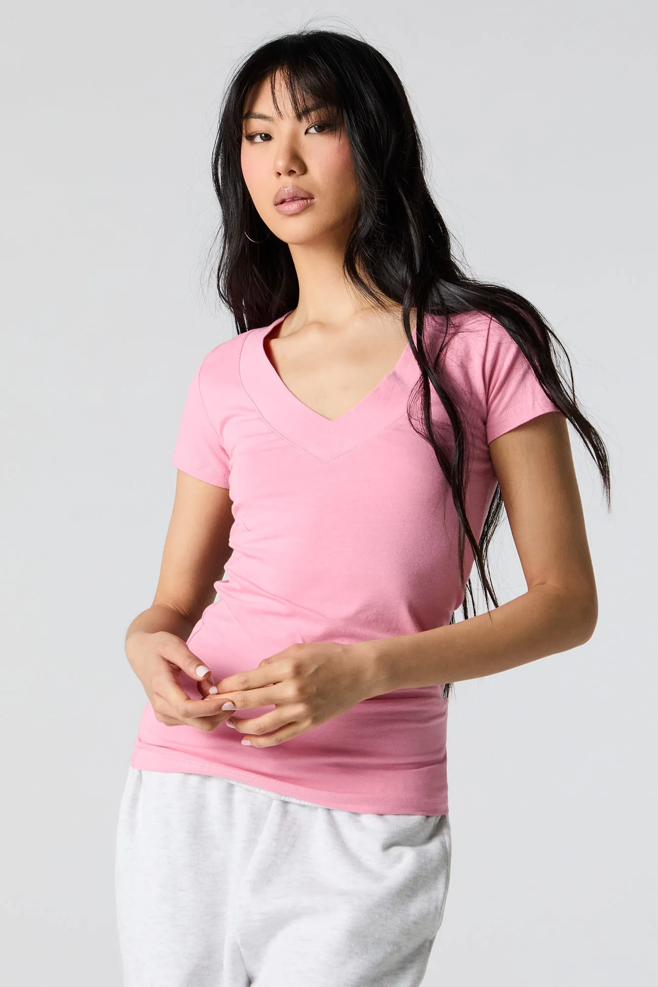 T-shirt avec bande large et encolure en V sold by Urban Planet product image thumbnail 4